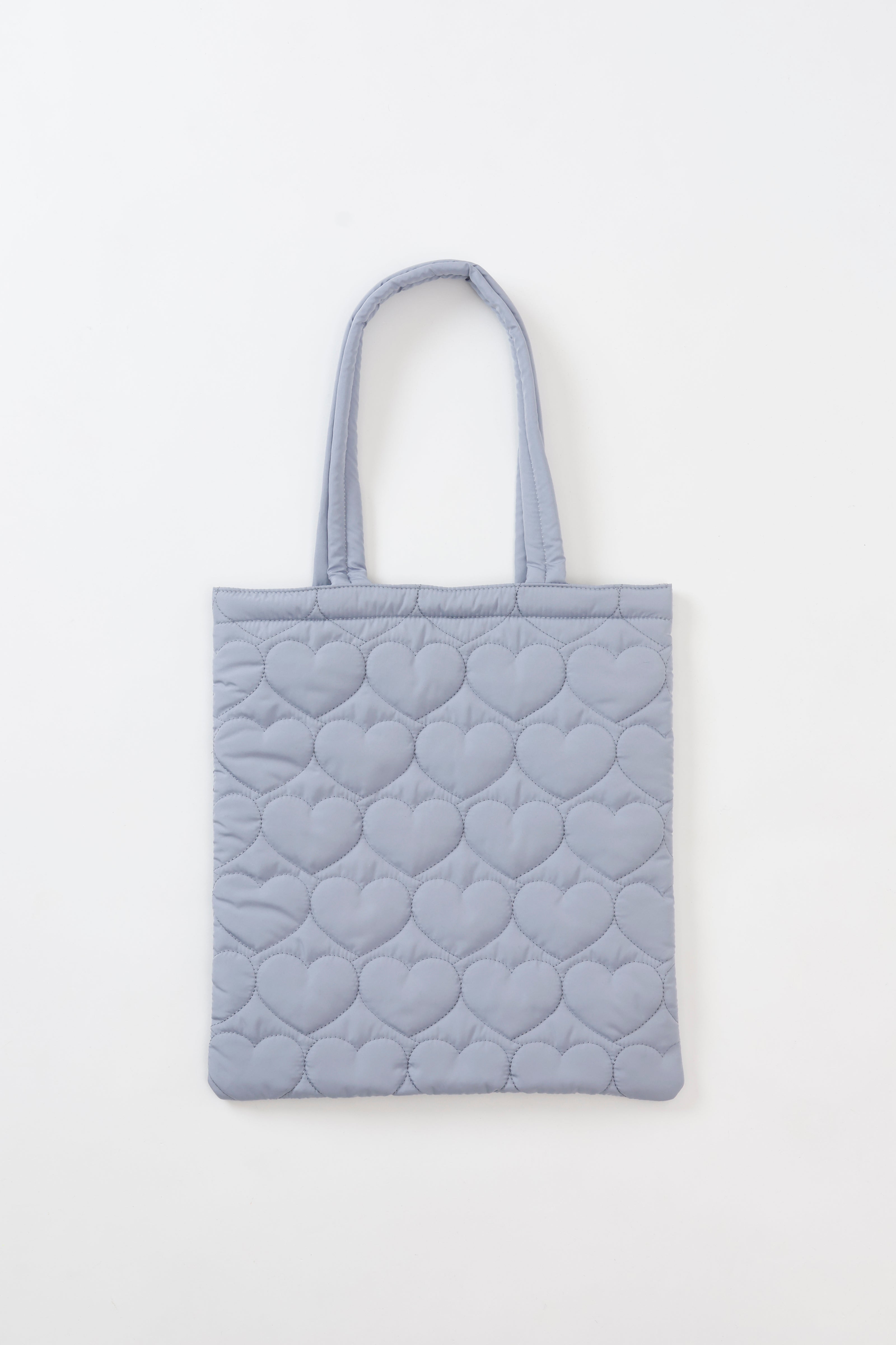 Lil ala mode ハートキルティングトートバッグ ラテ ブルー ONE