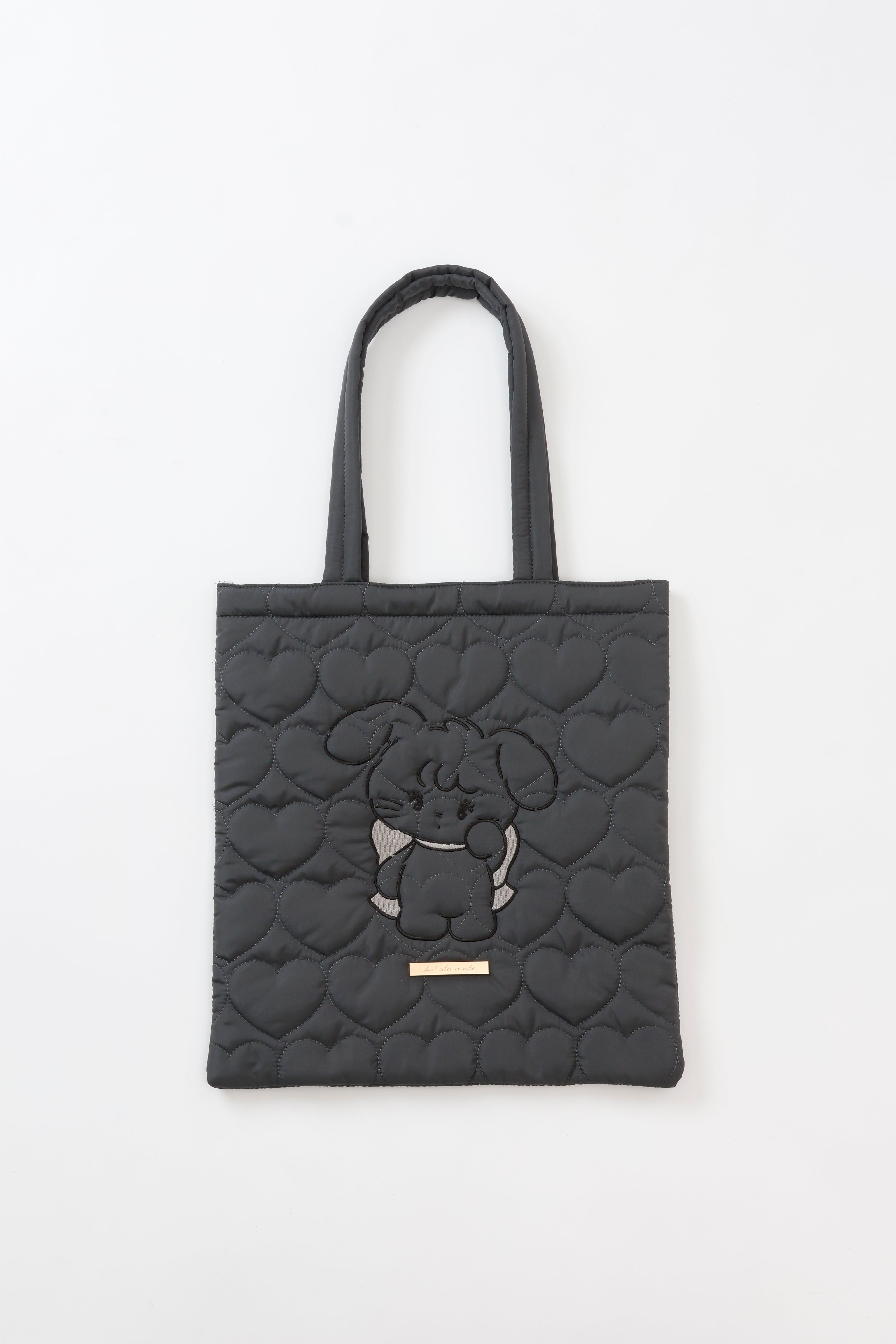 Lil ala mode ハートキルティングトートバッグ キャミー ブラック ONE