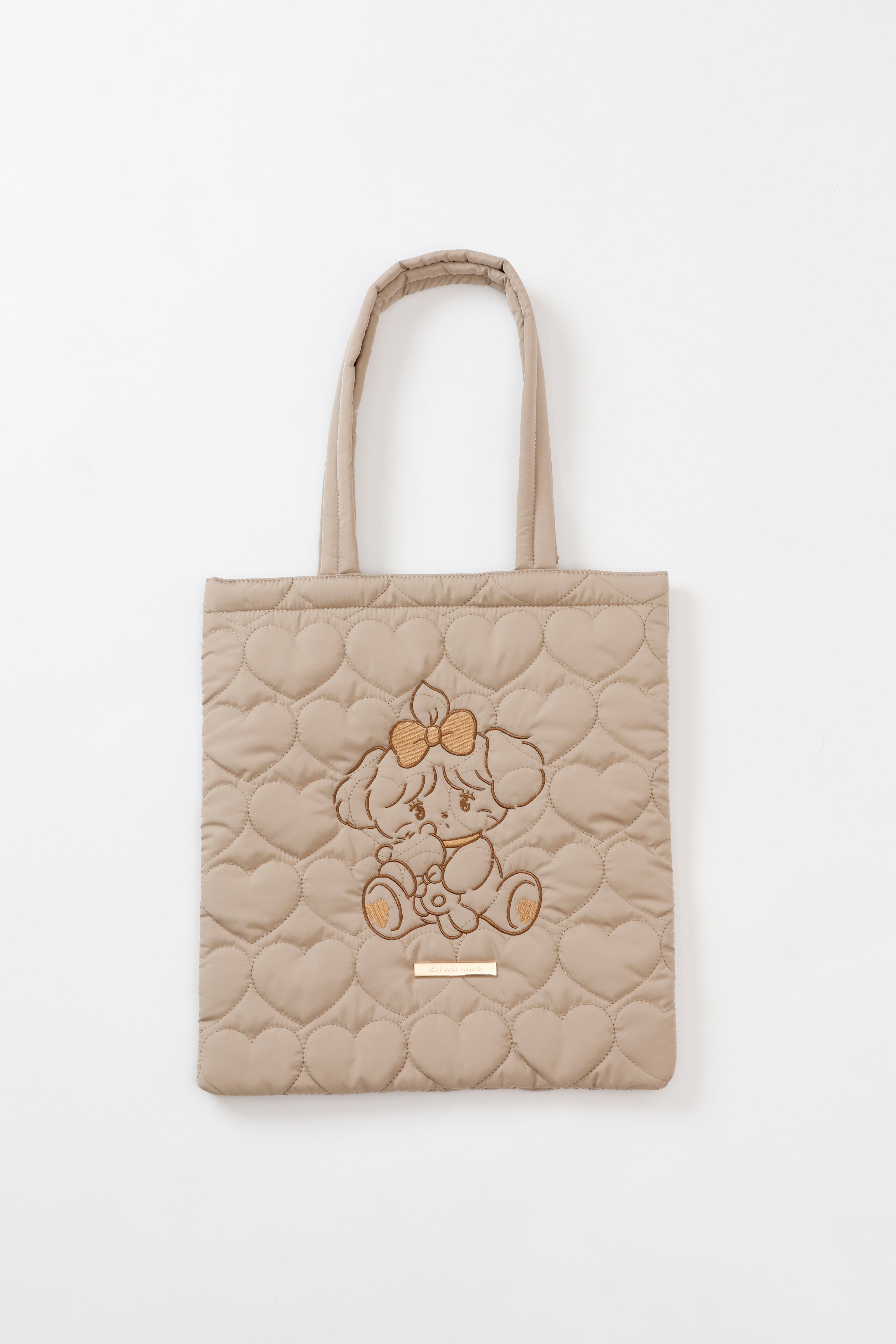 Lil ala mode ハートキルティングトートバッグ スフレ ブラウン ONE