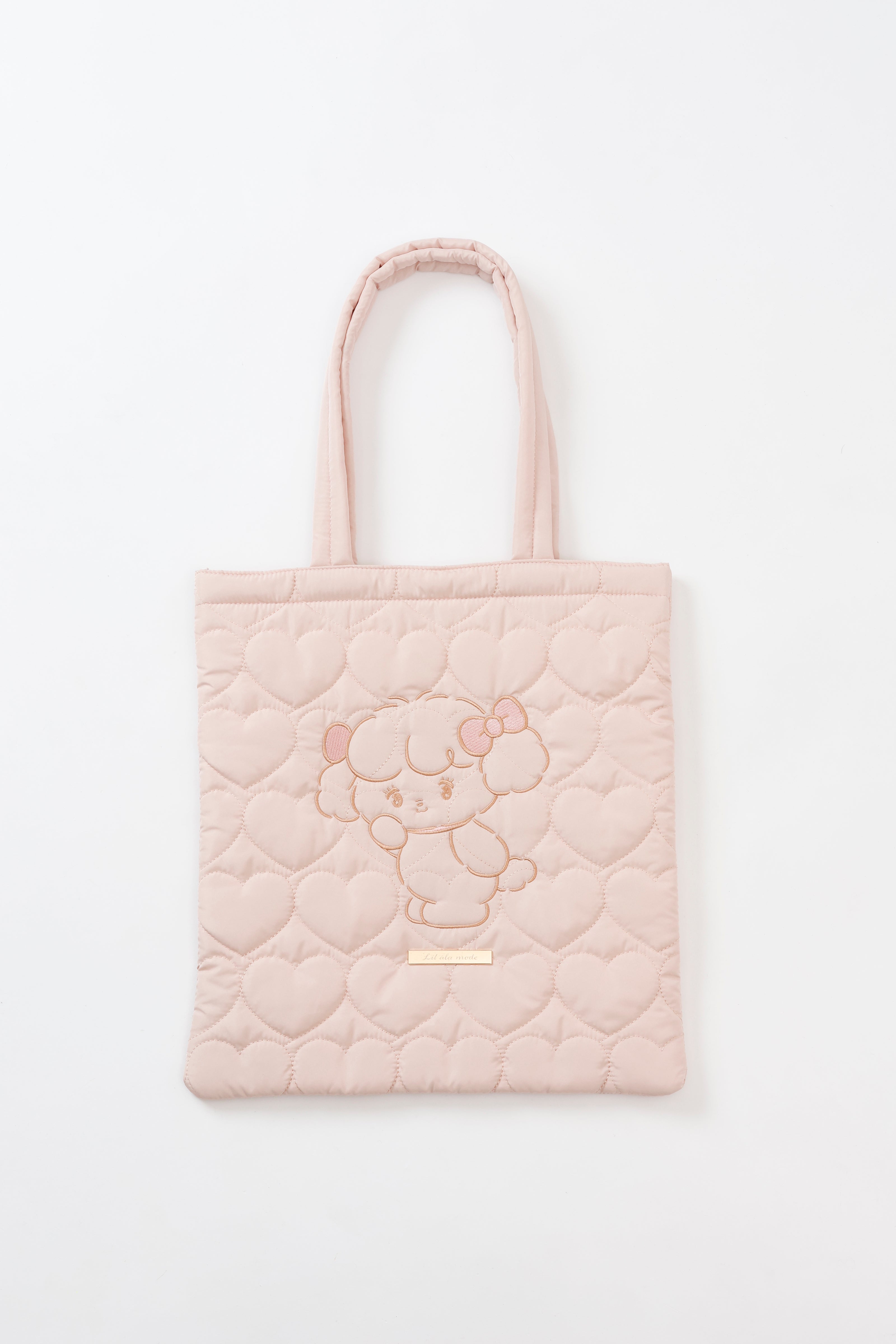 Lil ala mode ハートキルティングトートバッグ ナッツ ピンク ONE