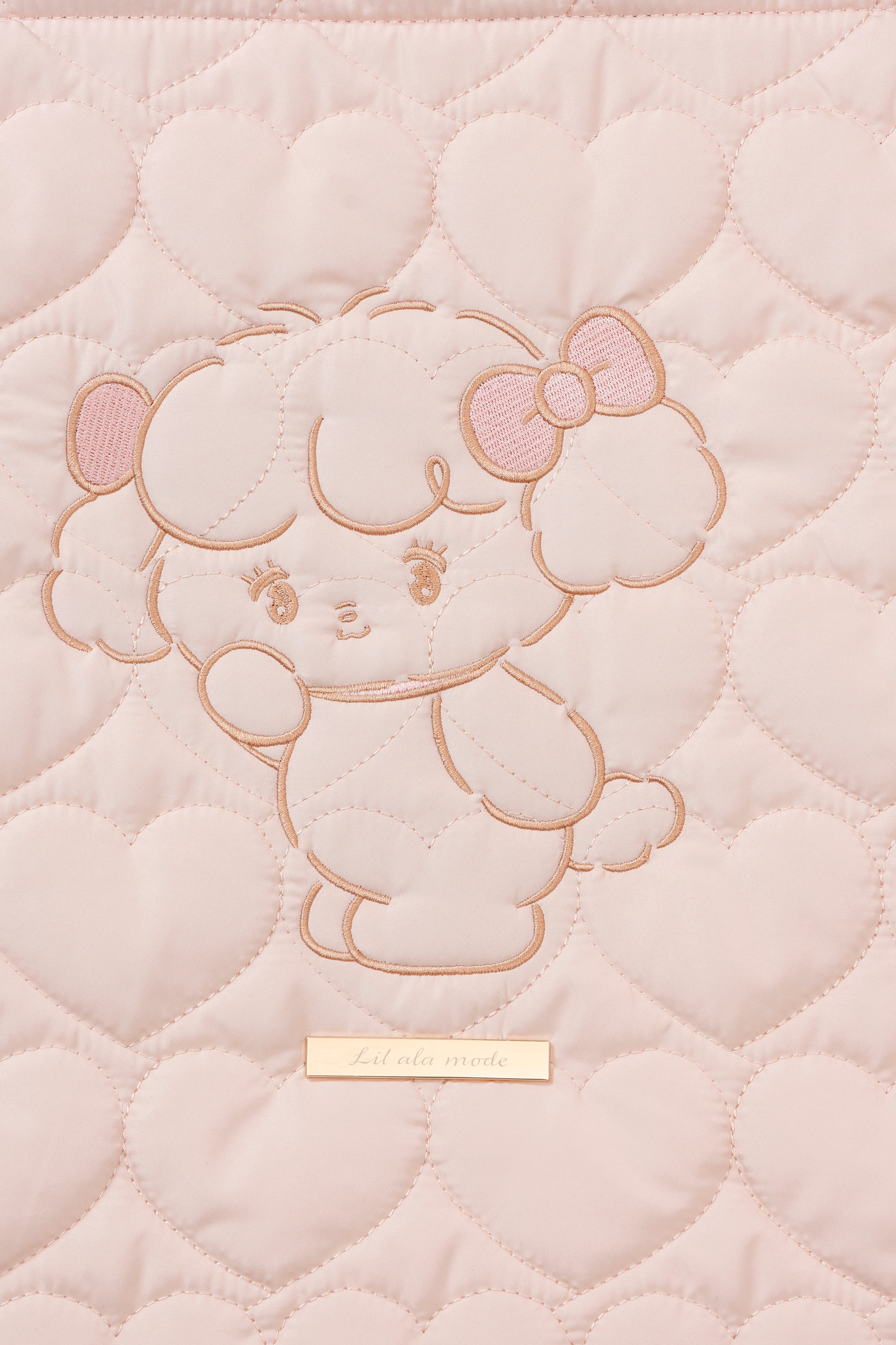 Lil ala mode ハートキルティングトートバッグ ナッツ ピンク ONE