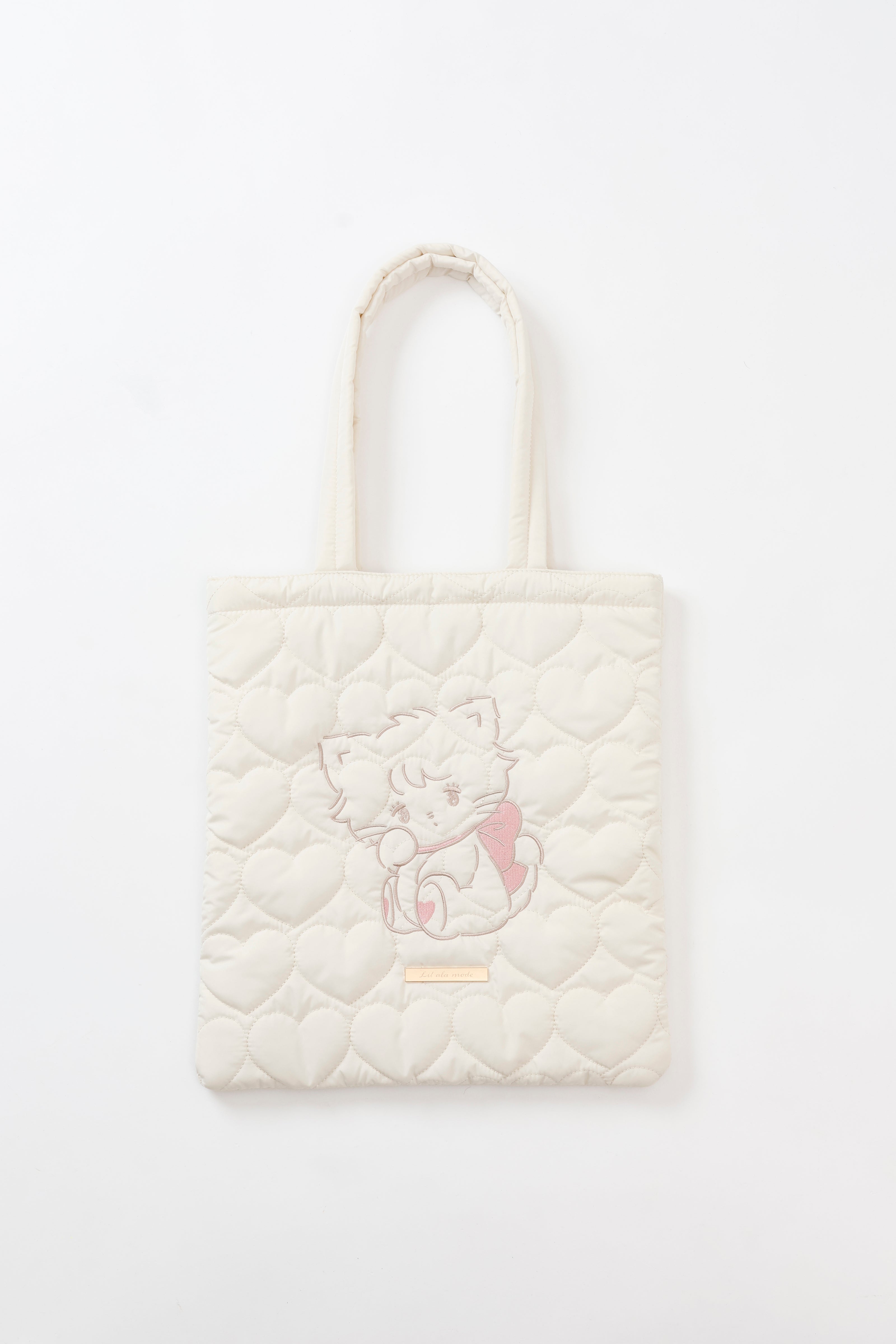 Lil ala mode ハートキルティングトートバッグ ムース ホワイト ONE
