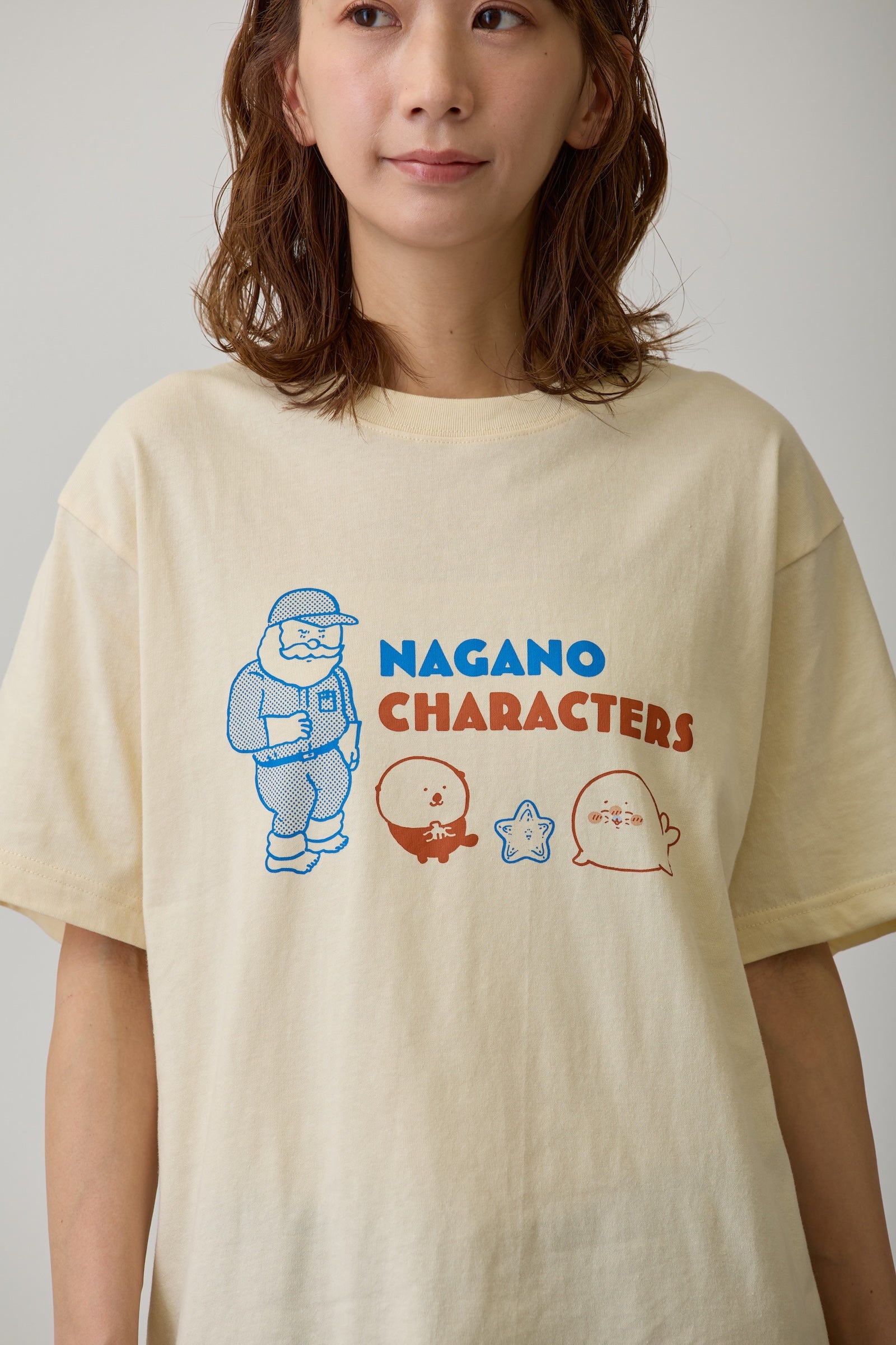 ナガノキャラクターズ Tシャツ アザラシたち クリーム