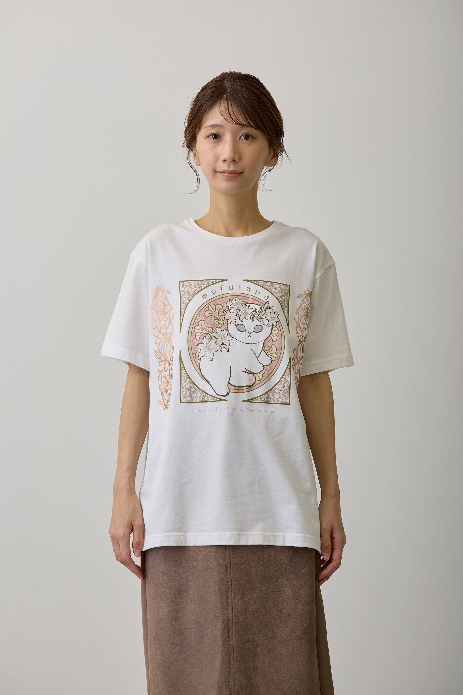 mofusand Tシャツ アールヌーヴォー風 リリー ホワイト