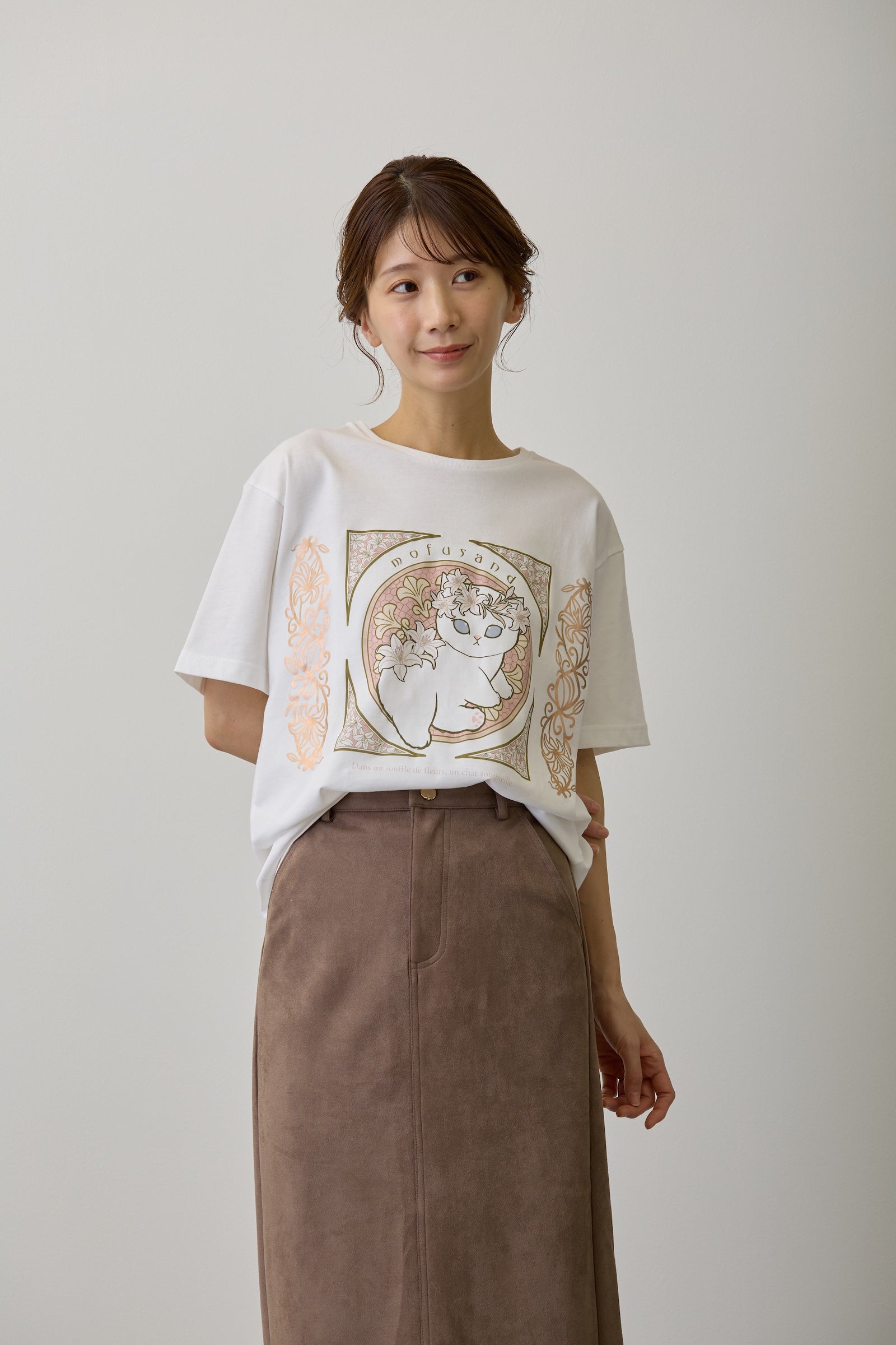 mofusand Tシャツ アールヌーヴォー風 リリー ホワイト