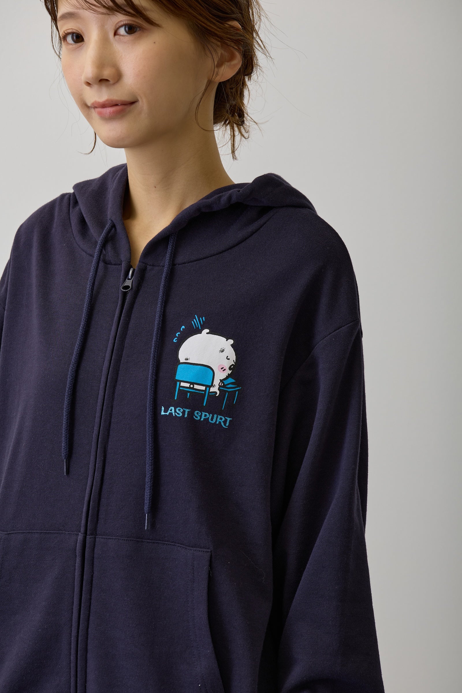 ちいかわ ZIPパーカー 試験だ ネイビー