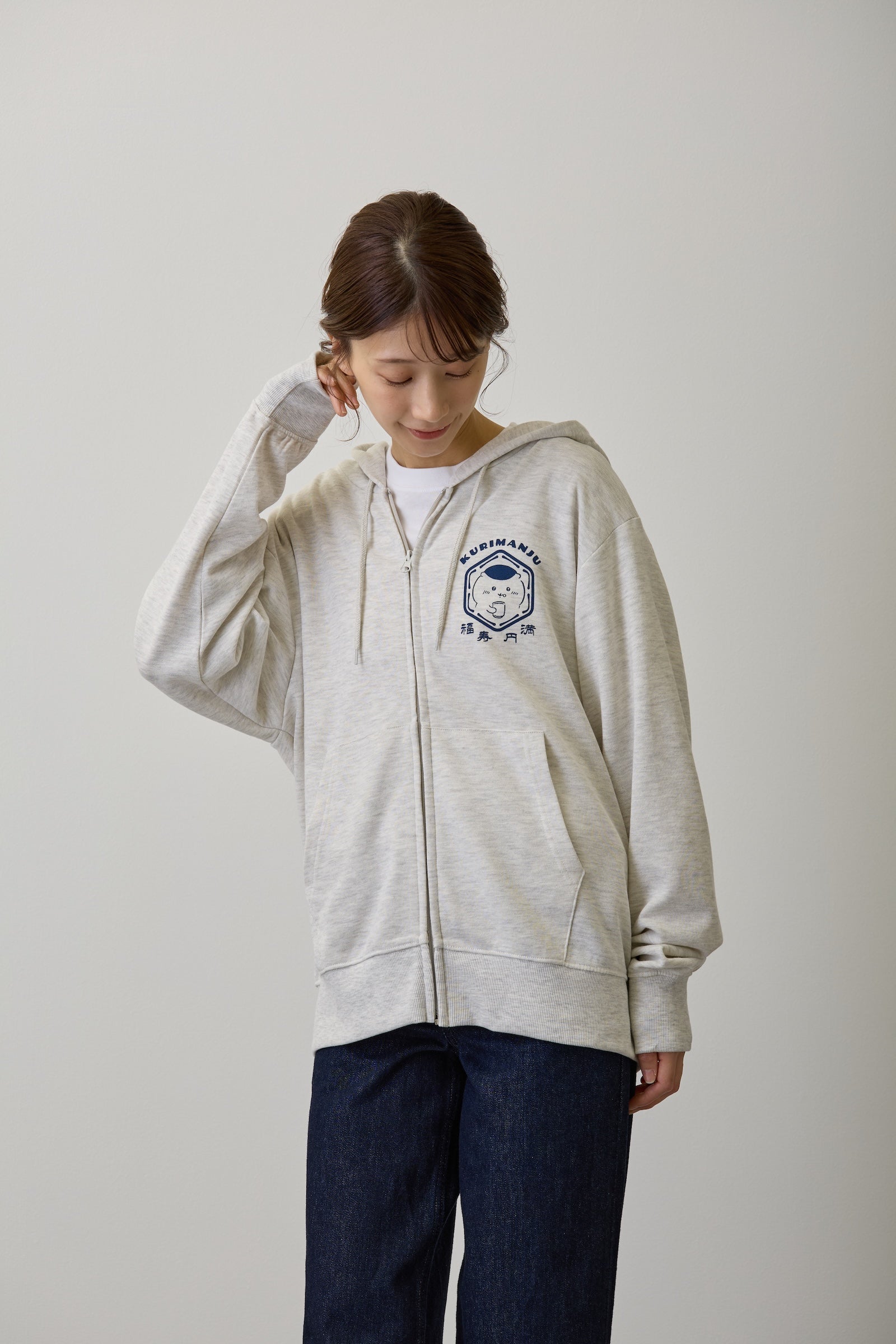 ちいかわ ZIPパーカー 福寿円満 アッシュ