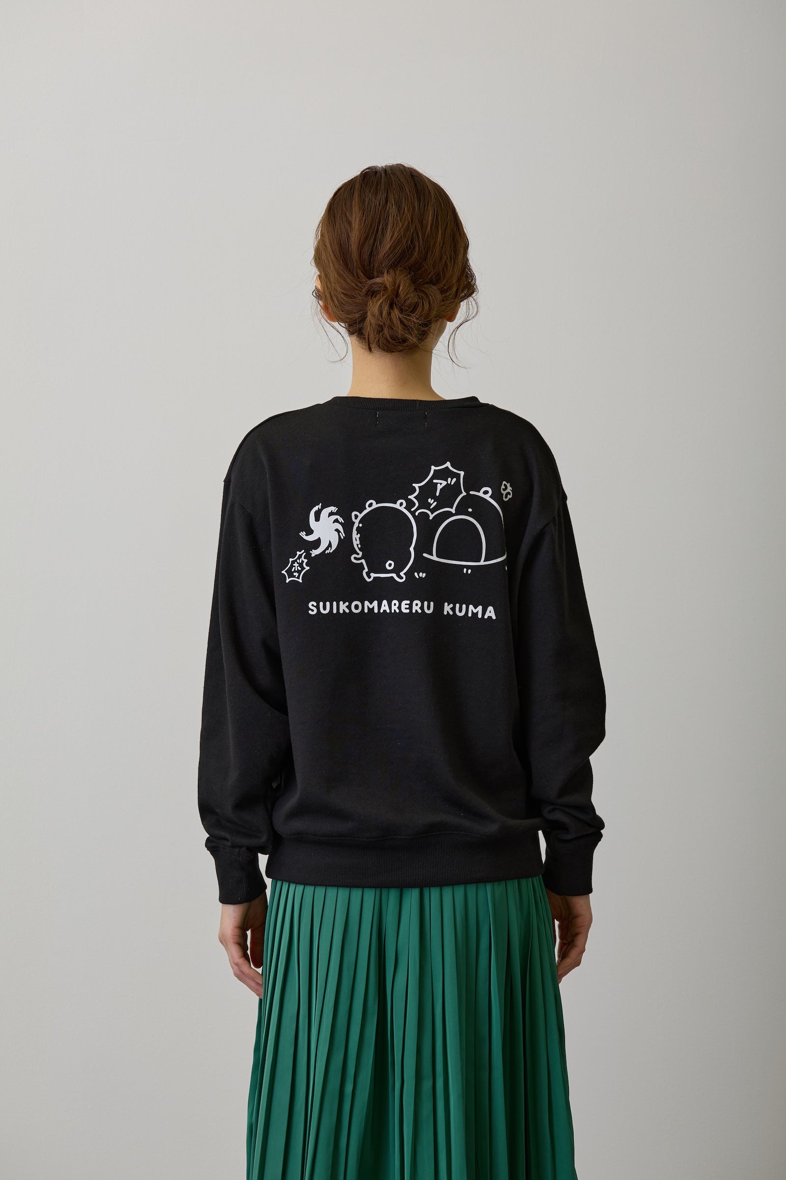 ナガノキャラクターズ スウェット 吸い込まれるくま ブラック