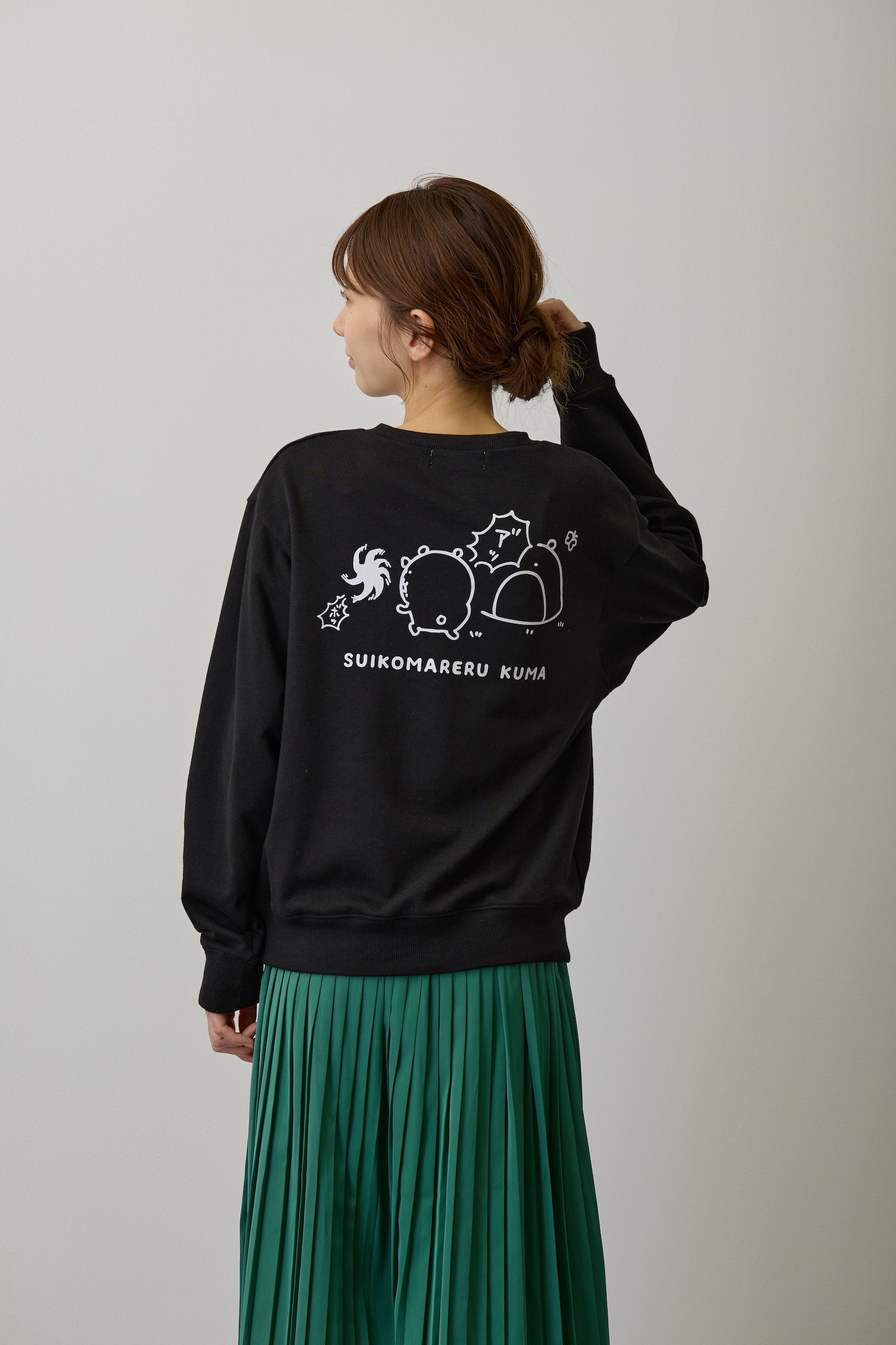 ナガノキャラクターズ スウェット 吸い込まれるくま ブラック