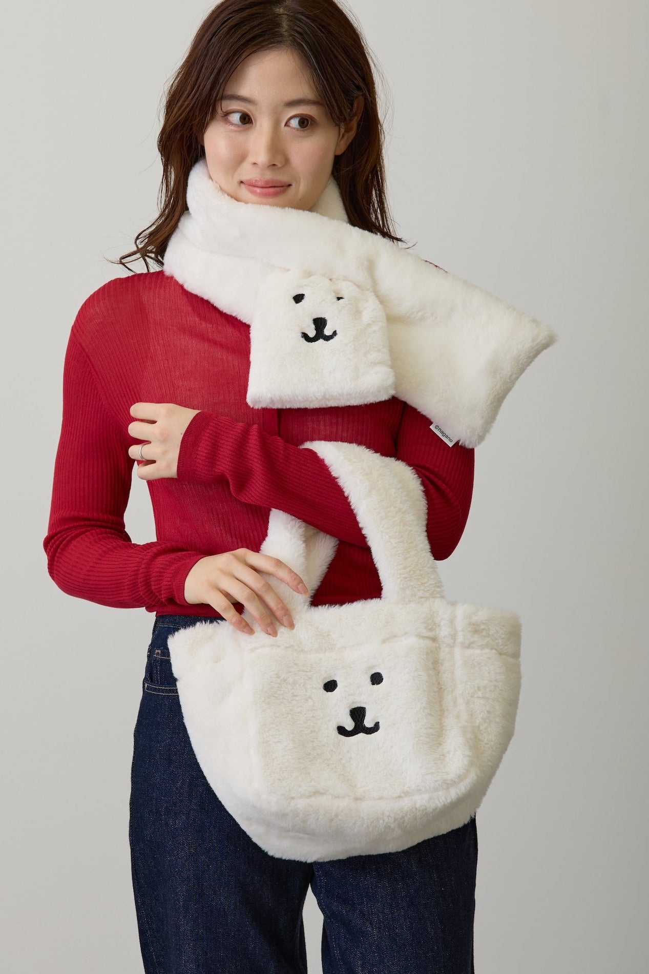  ファー素材 クマ顔トートバッグ 追加生産予約】ナガノキャラクターズ ファートートバッグ くまフェイス