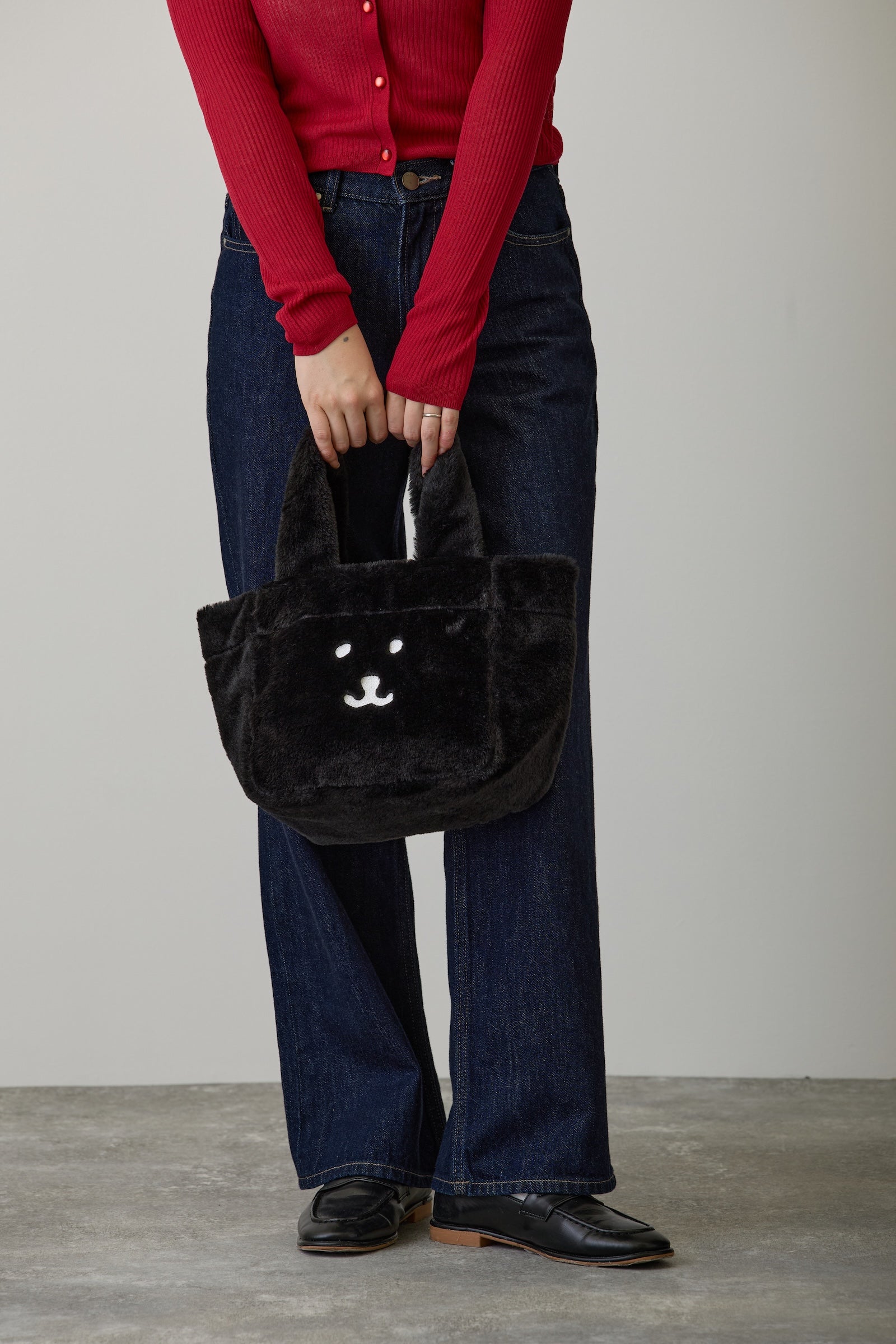 ナガノキャラクターズ ファートートバッグ くまフェイス ブラック ONE