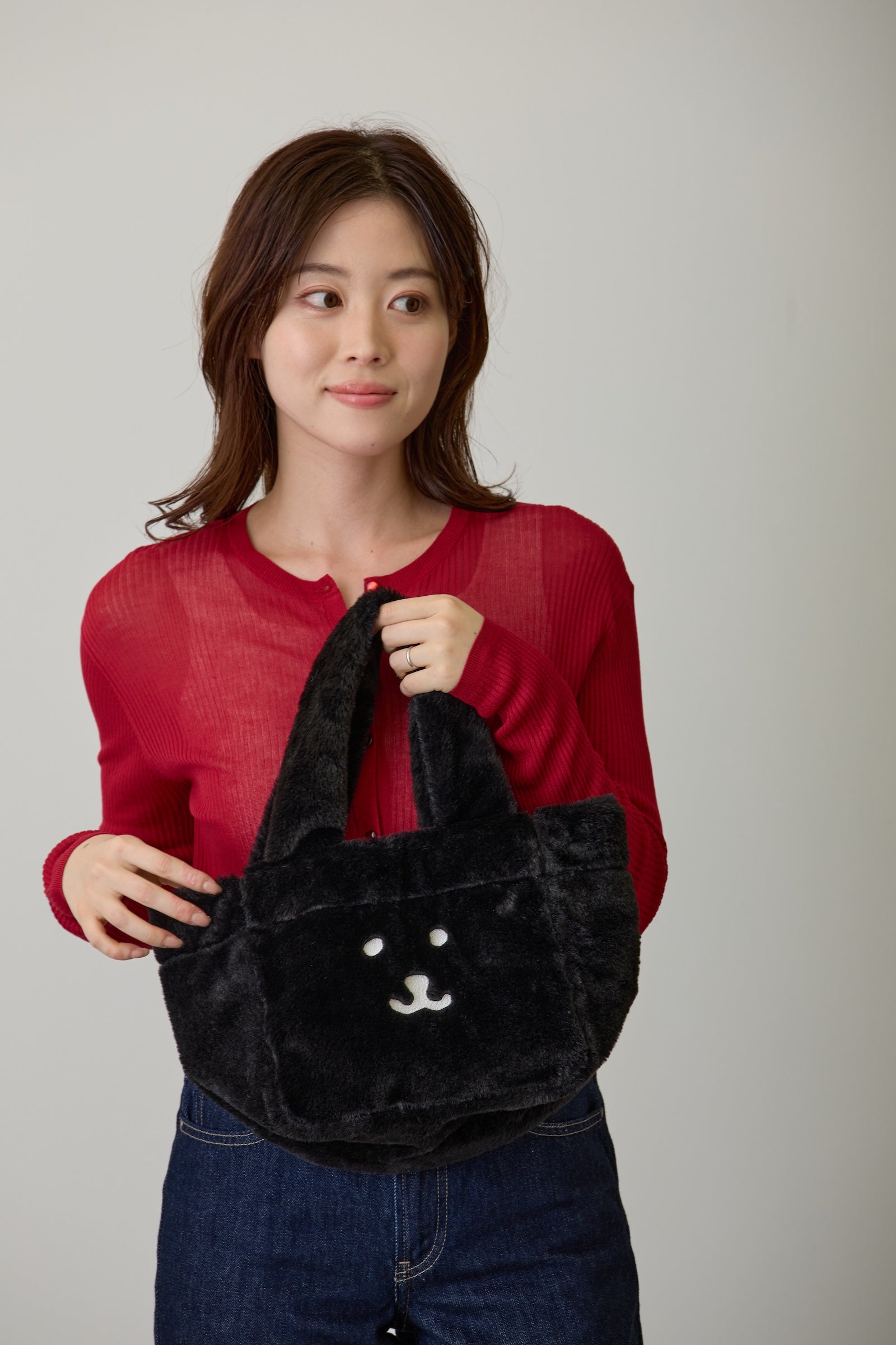 ナガノキャラクターズ ファートートバッグ くまフェイス ブラック ONE