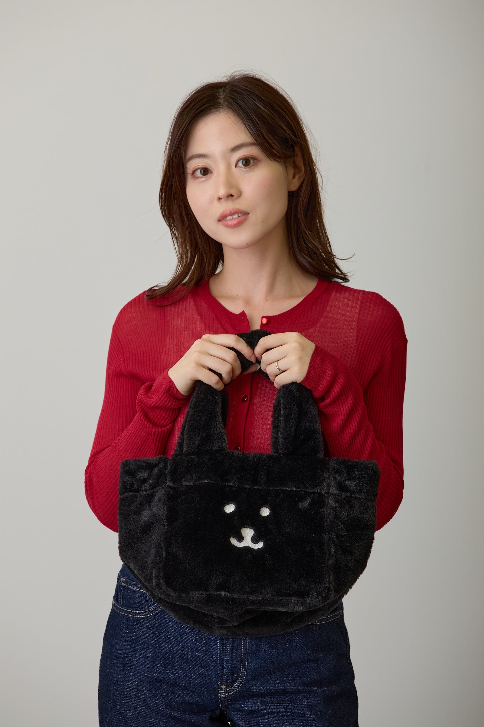 ナガノキャラクターズ ファートートバッグ くまフェイス ブラック ONE