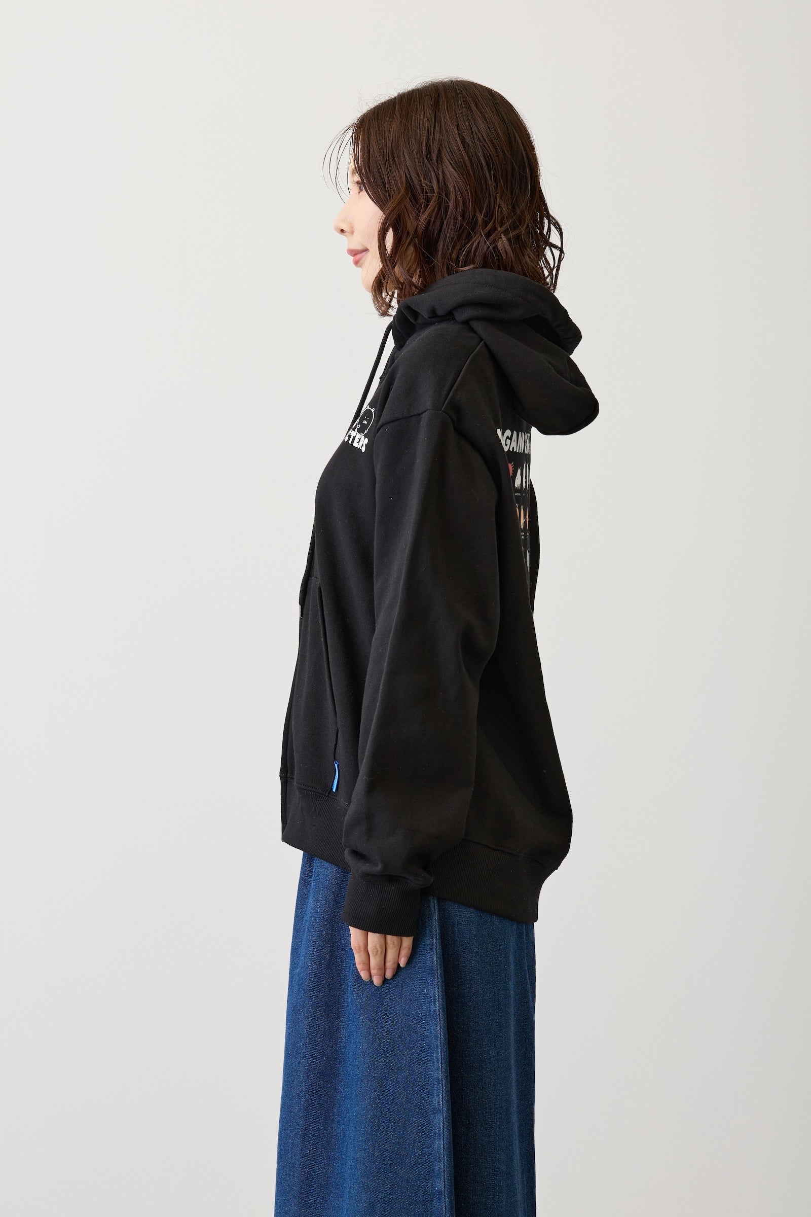 ナガノキャラクターズ ZIPパーカー 集合 ブラック