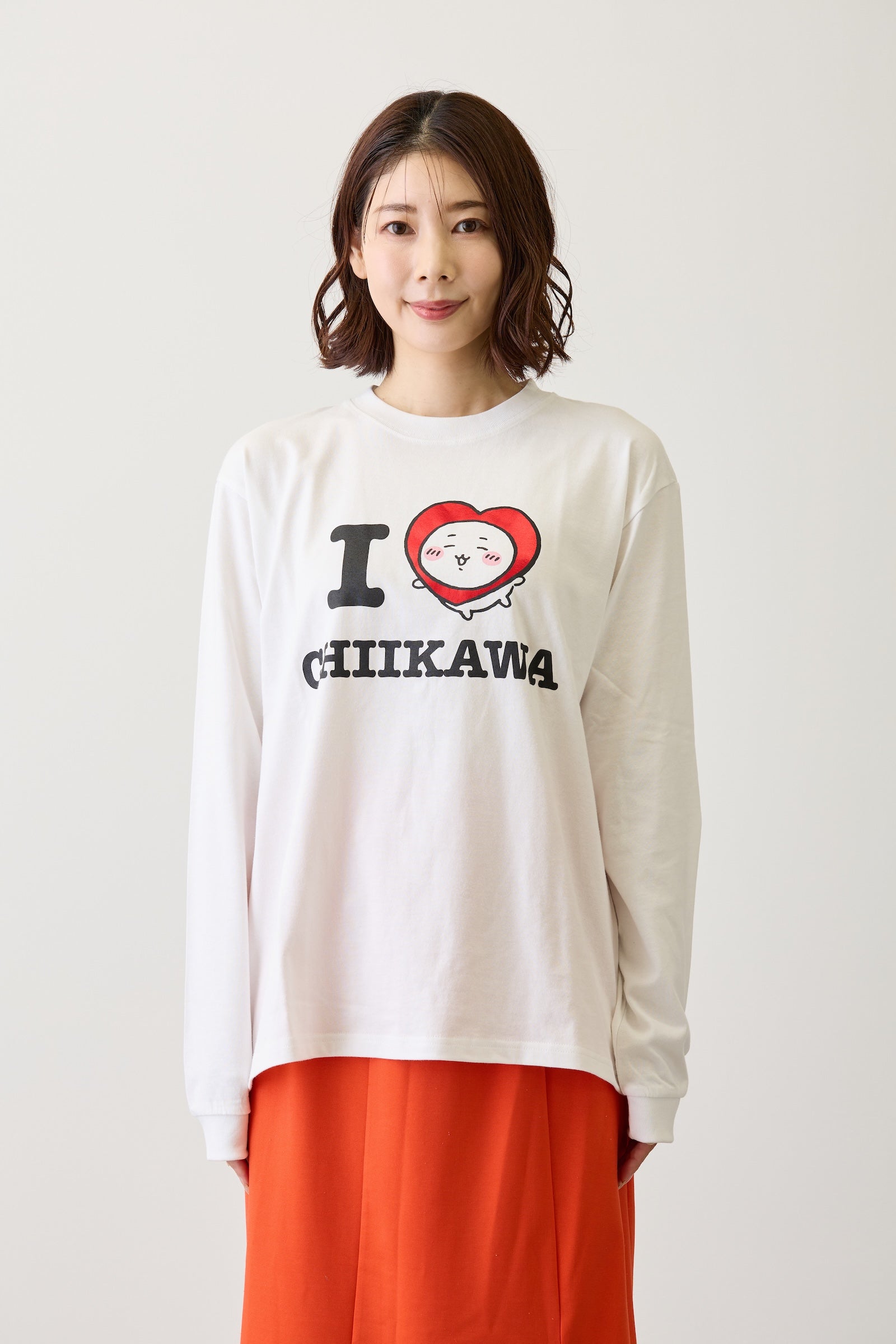 ちいかわ 長袖Tシャツ I LOVE CHIIKAWA ホワイト