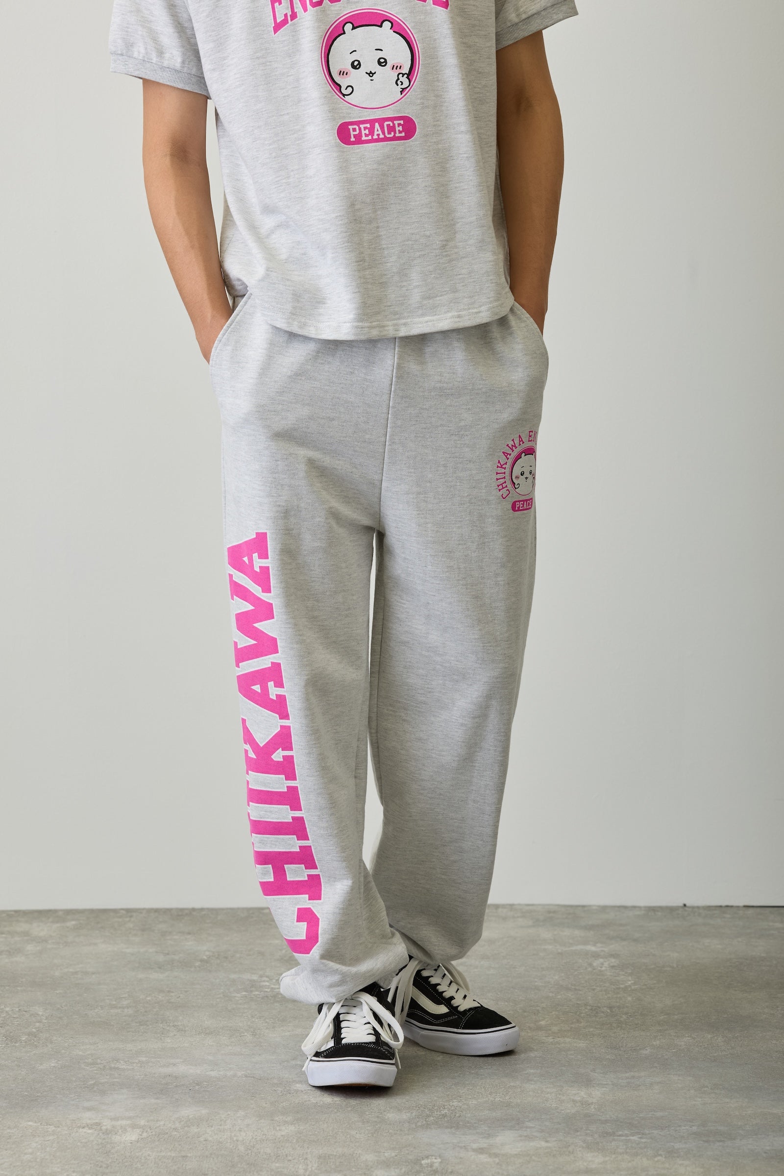 ちいかわ スウェットパンツ ピース ちいかわ 杢グレー