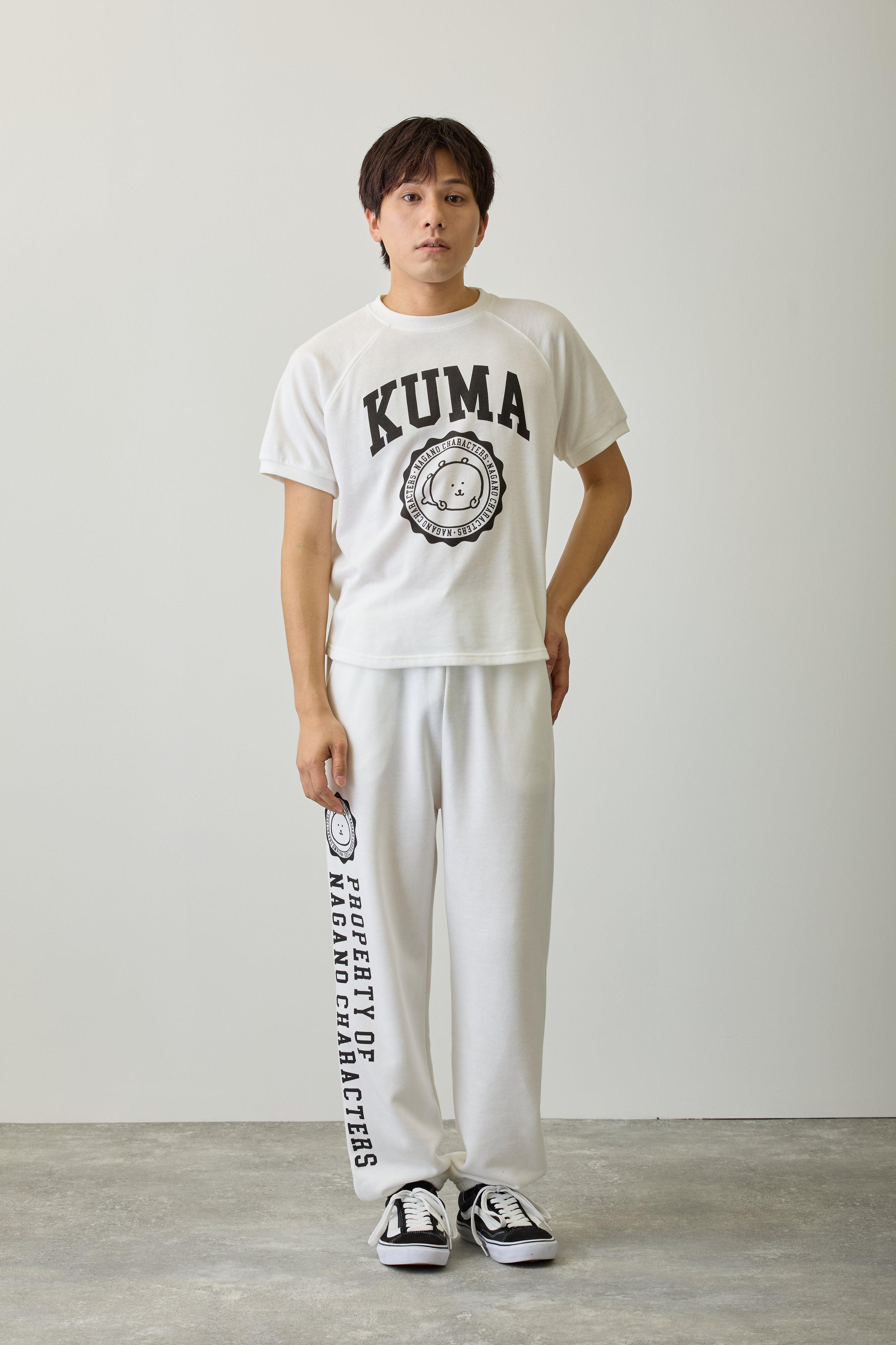 ナガノキャラクターズ スウェットパンツ カレッジ くま ホワイト