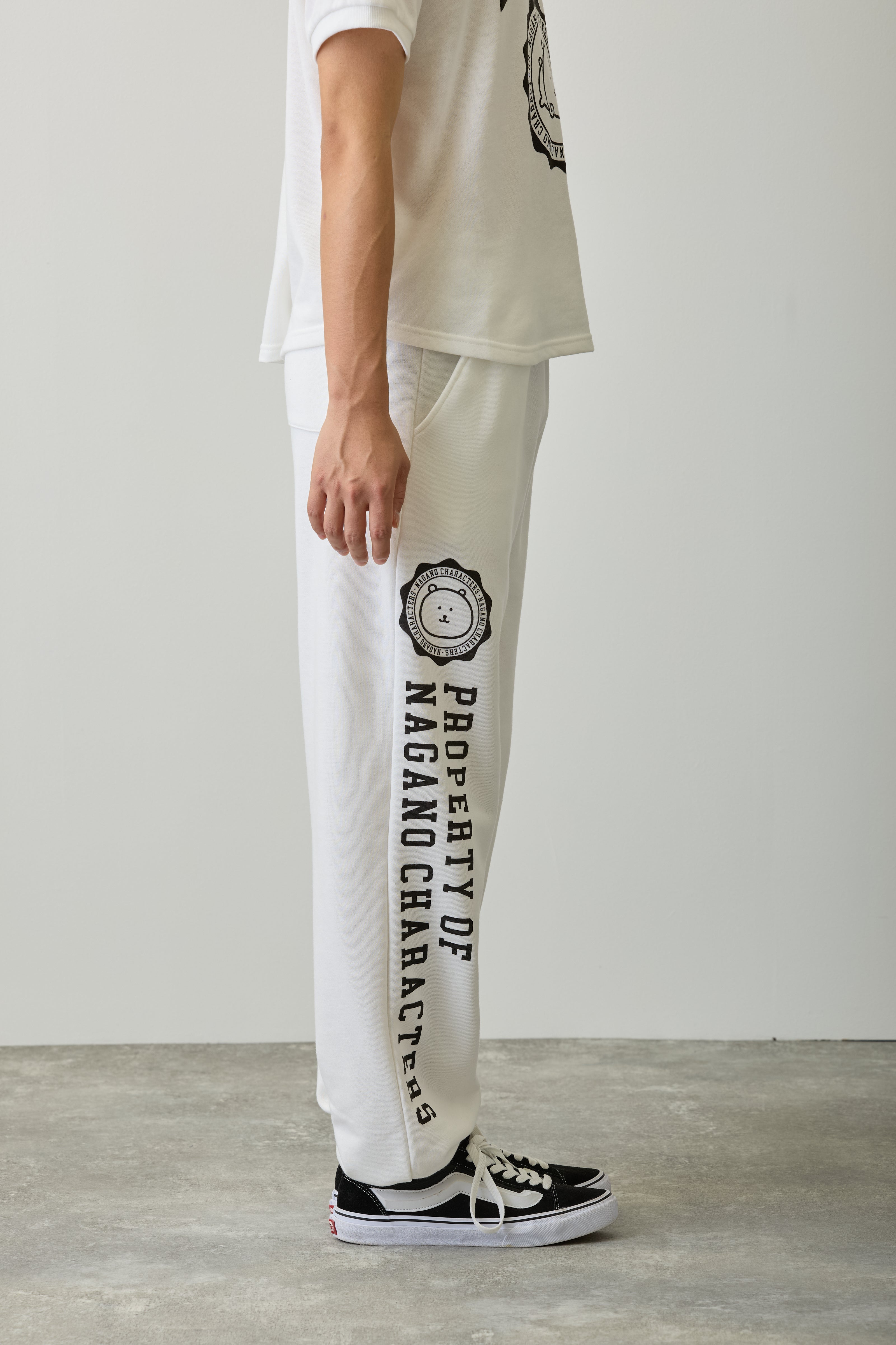 ナガノキャラクターズ スウェットパンツ カレッジ くま ホワイト