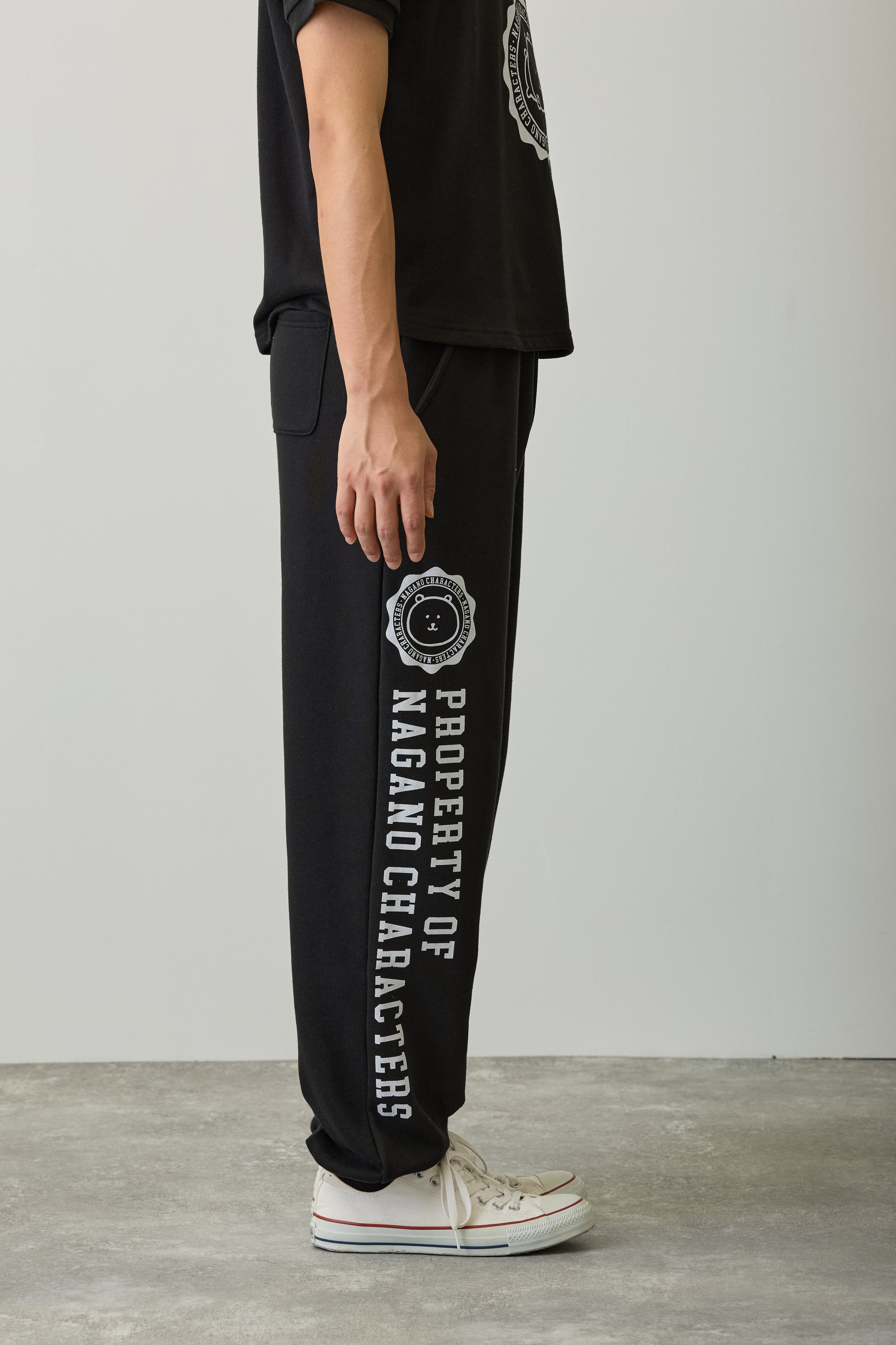 ナガノキャラクターズ スウェットパンツ カレッジ くま ブラック