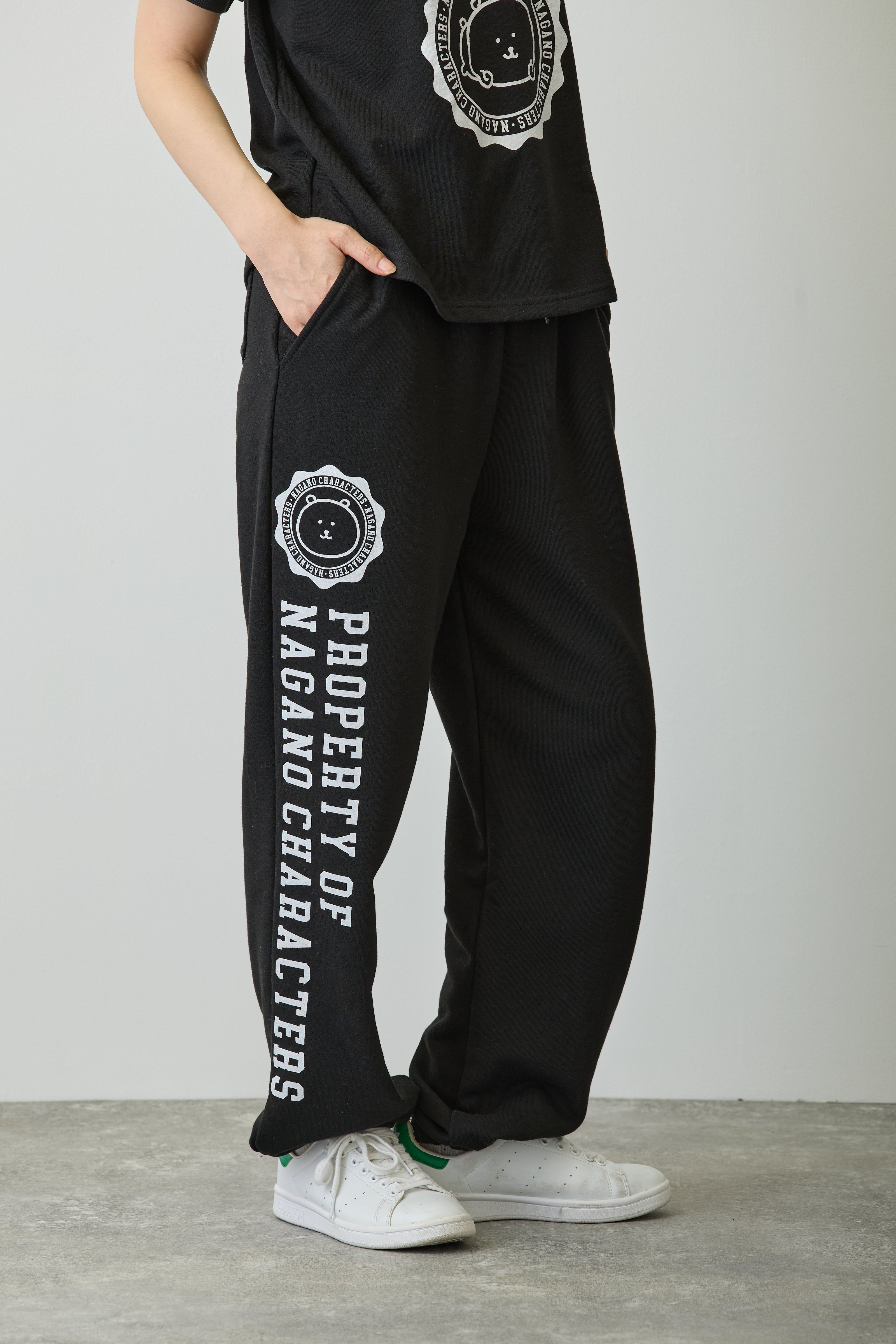 ナガノキャラクターズ スウェットパンツ カレッジ くま ブラック