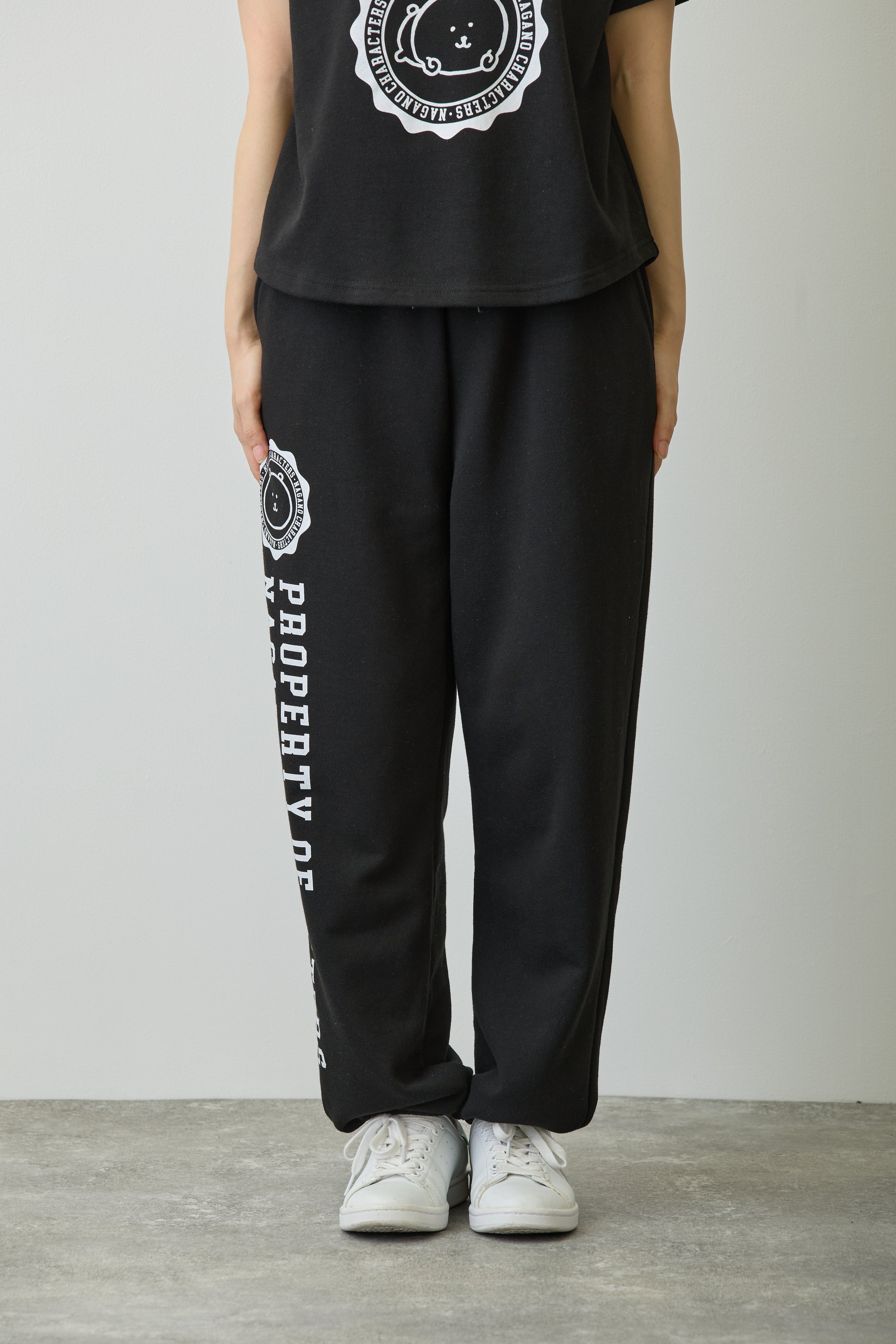 ナガノキャラクターズ スウェットパンツ カレッジ くま ブラック