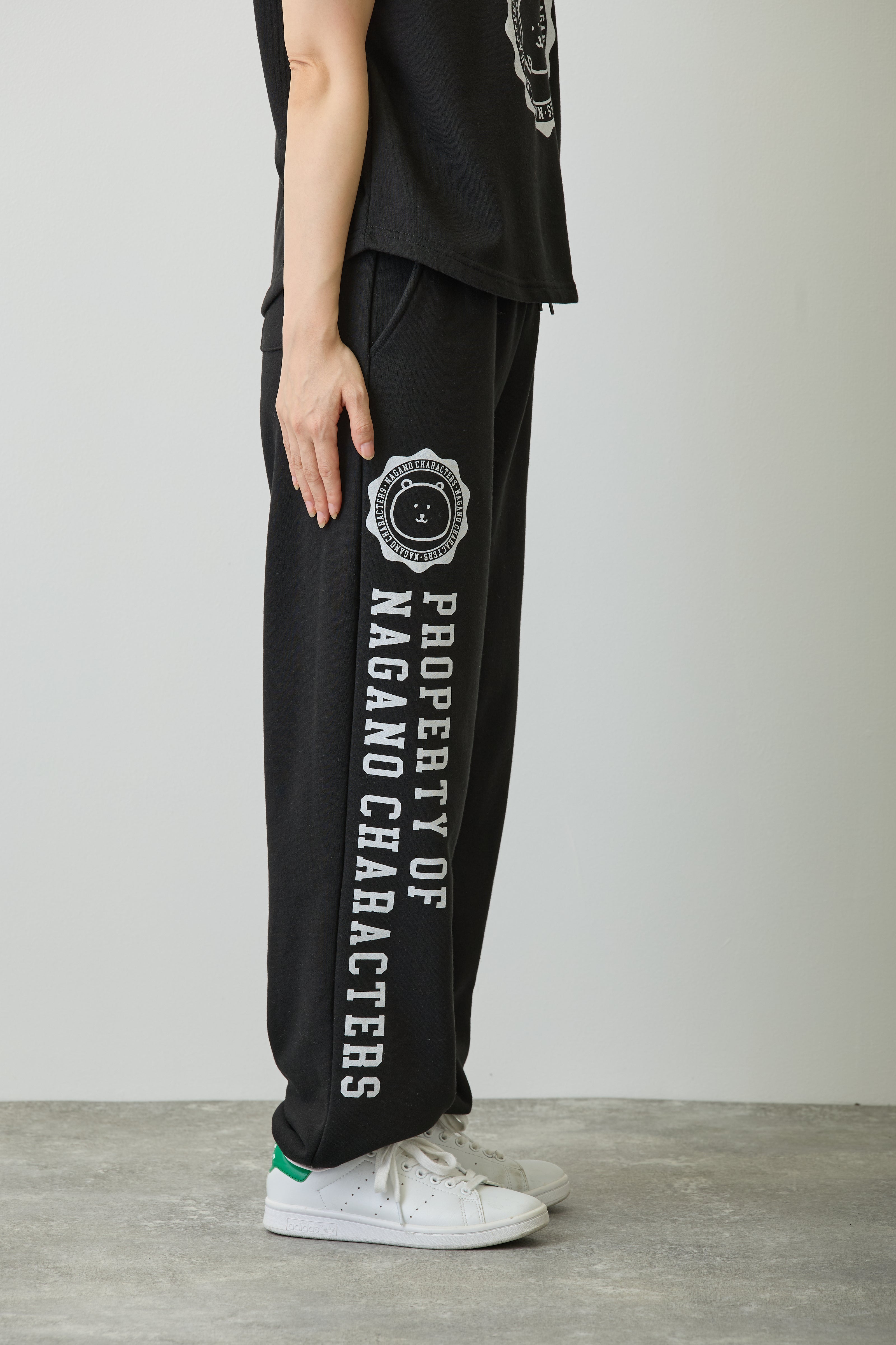 ナガノキャラクターズ スウェットパンツ カレッジ くま ブラック