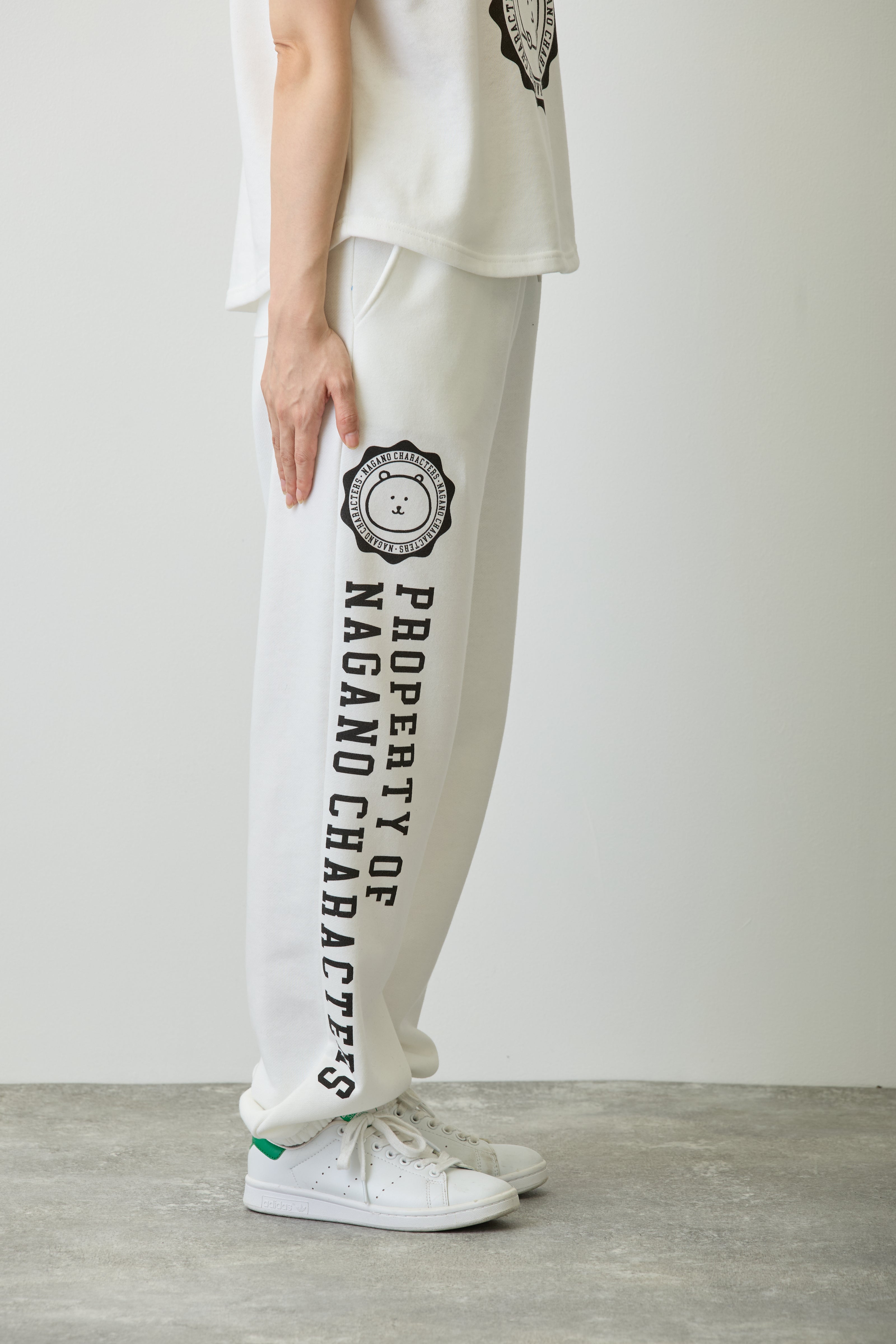 ナガノキャラクターズ スウェットパンツ カレッジ くま ホワイト