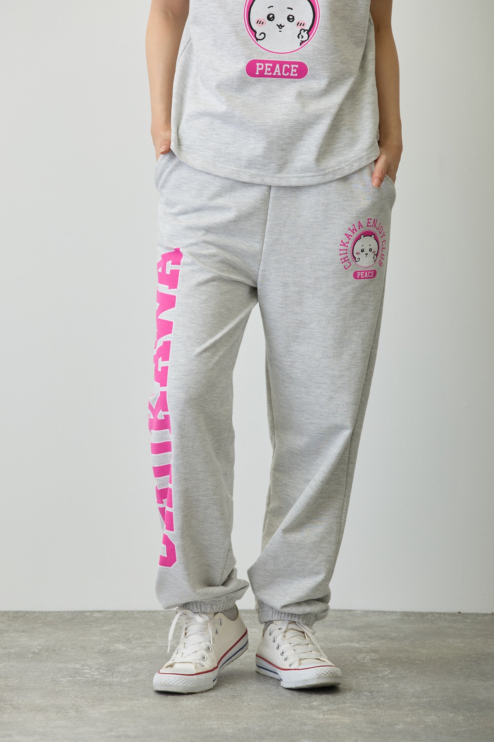 ちいかわ スウェットパンツ ピース ちいかわ 杢グレー