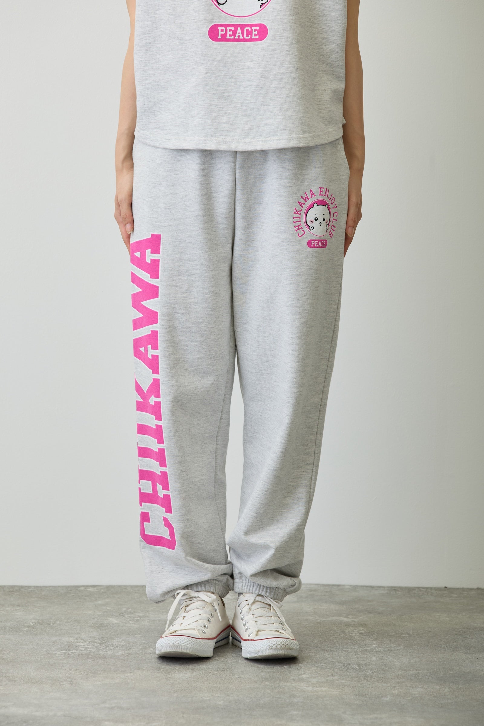 ちいかわ スウェットパンツ ピース ちいかわ 杢グレー