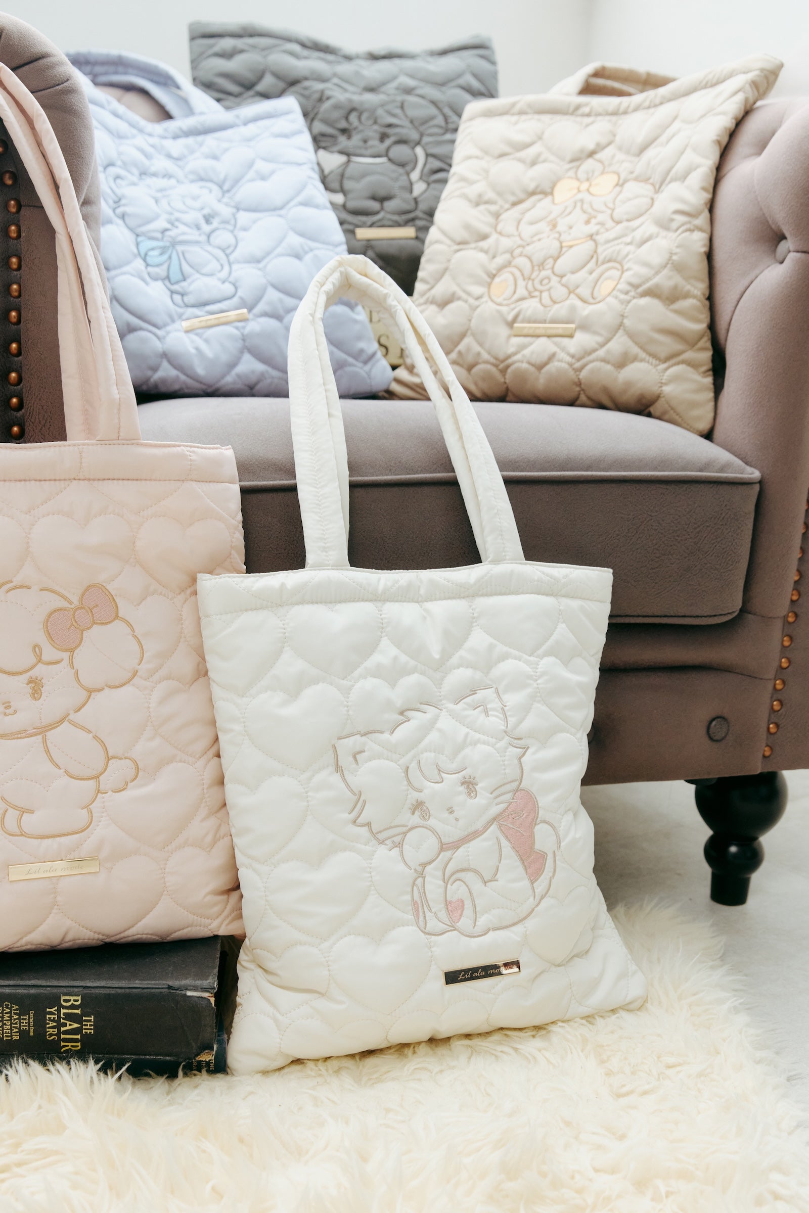 Lil ala mode ハートキルティングトートバッグ ムース ホワイト ONE