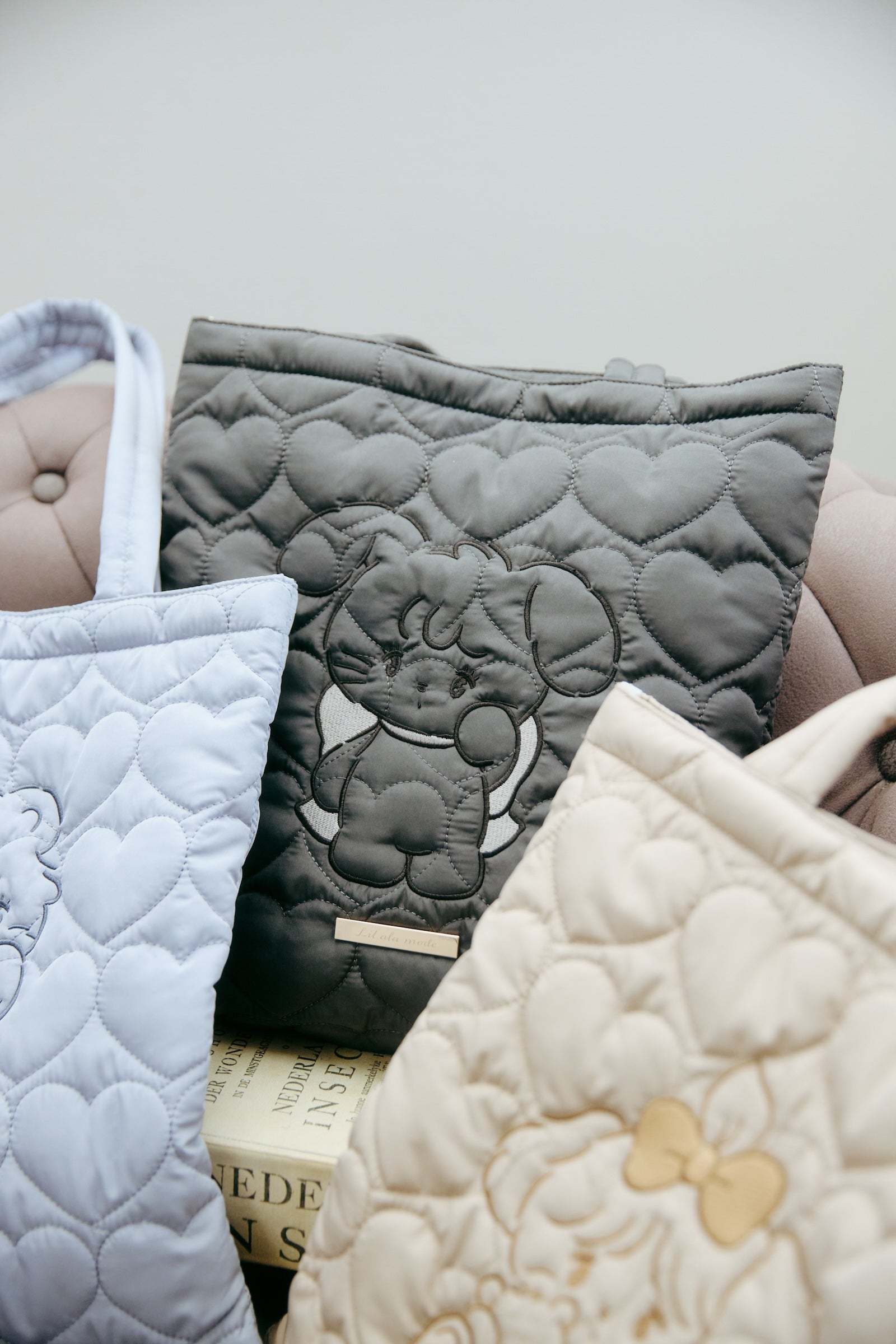 Lil ala mode ハートキルティングトートバッグ キャミー ブラック ONE