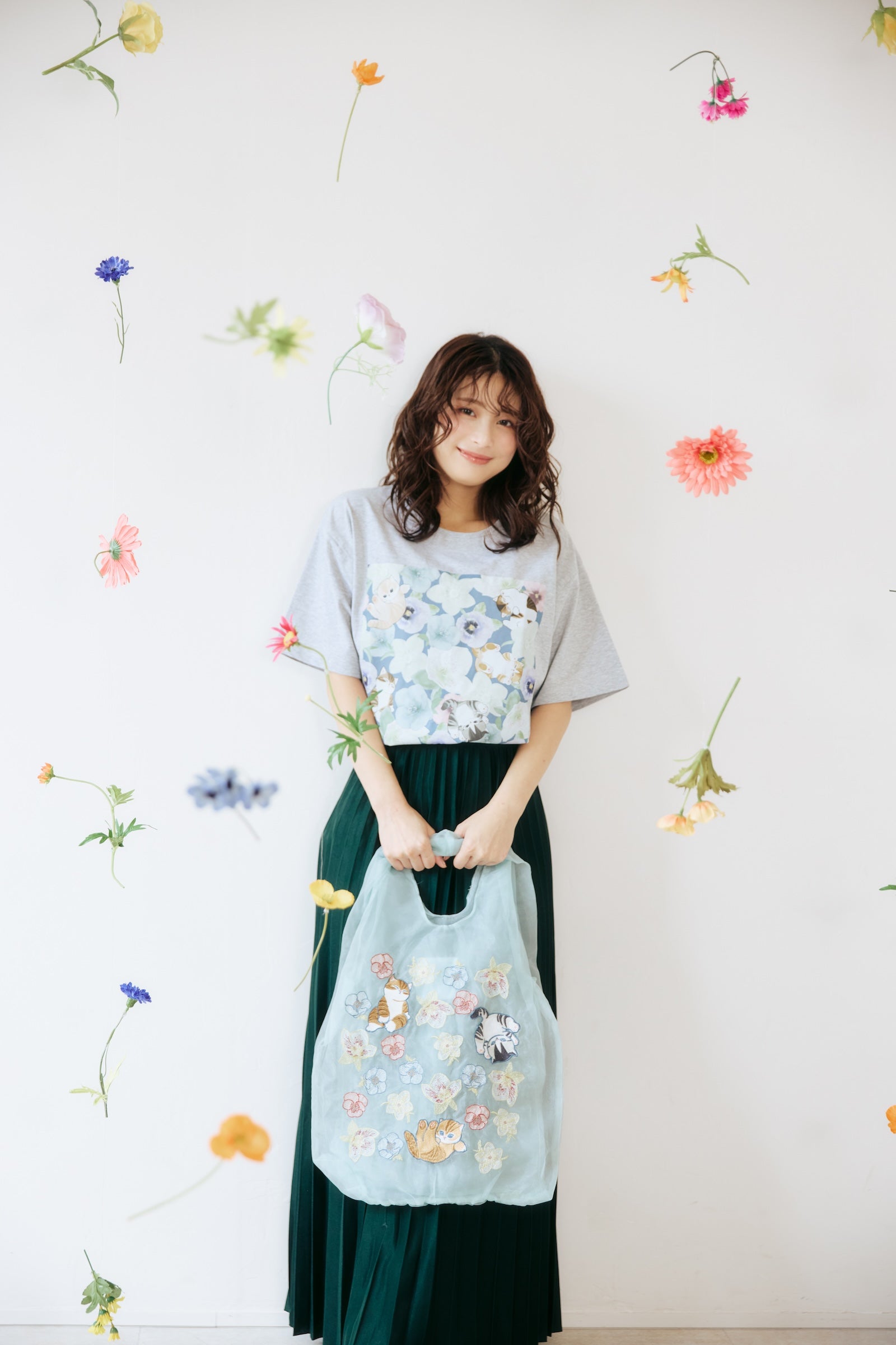 mofusand×日比谷花壇 Tシャツ ウィンターオリジン グレー