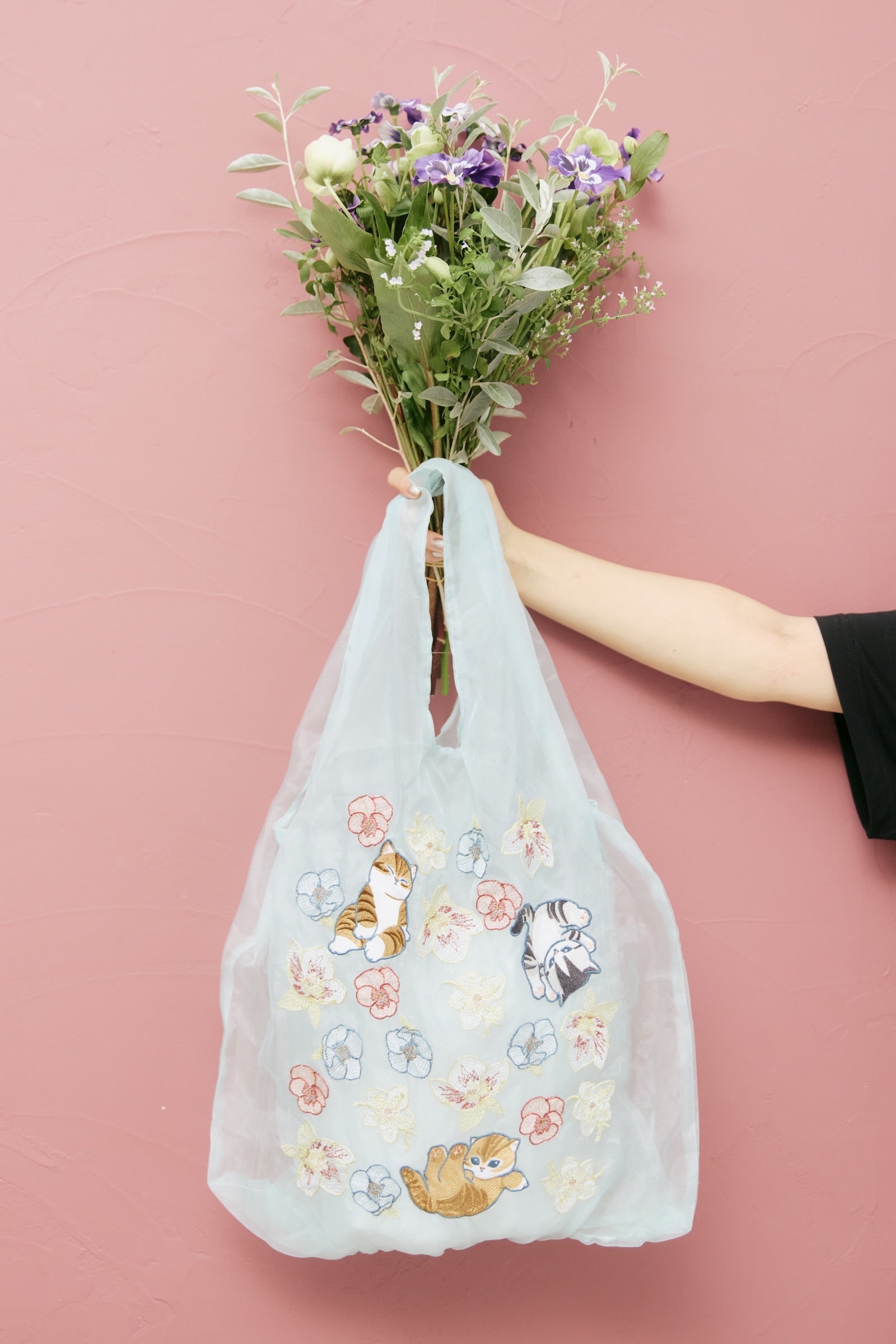 mofusand×日比谷花壇 チュールバッグ ウィンターオリジン ミント