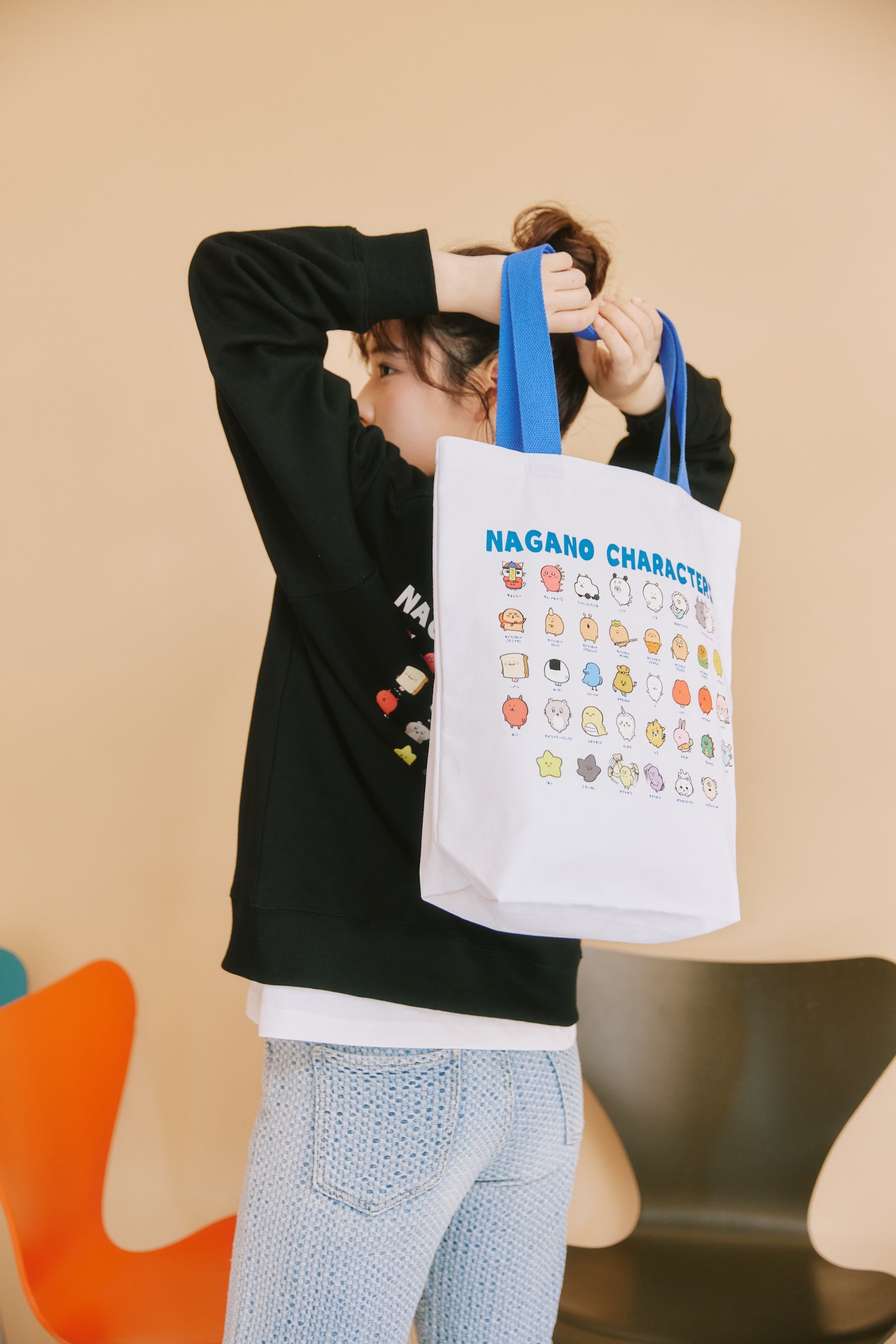 ナガノキャラクターズ トートバッグ 集合 ホワイト ONE