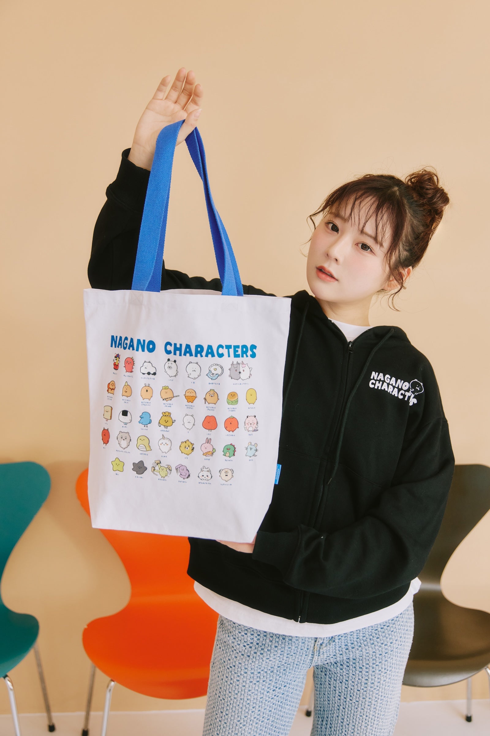 ナガノキャラクターズ トートバッグ 集合 ホワイト ONE