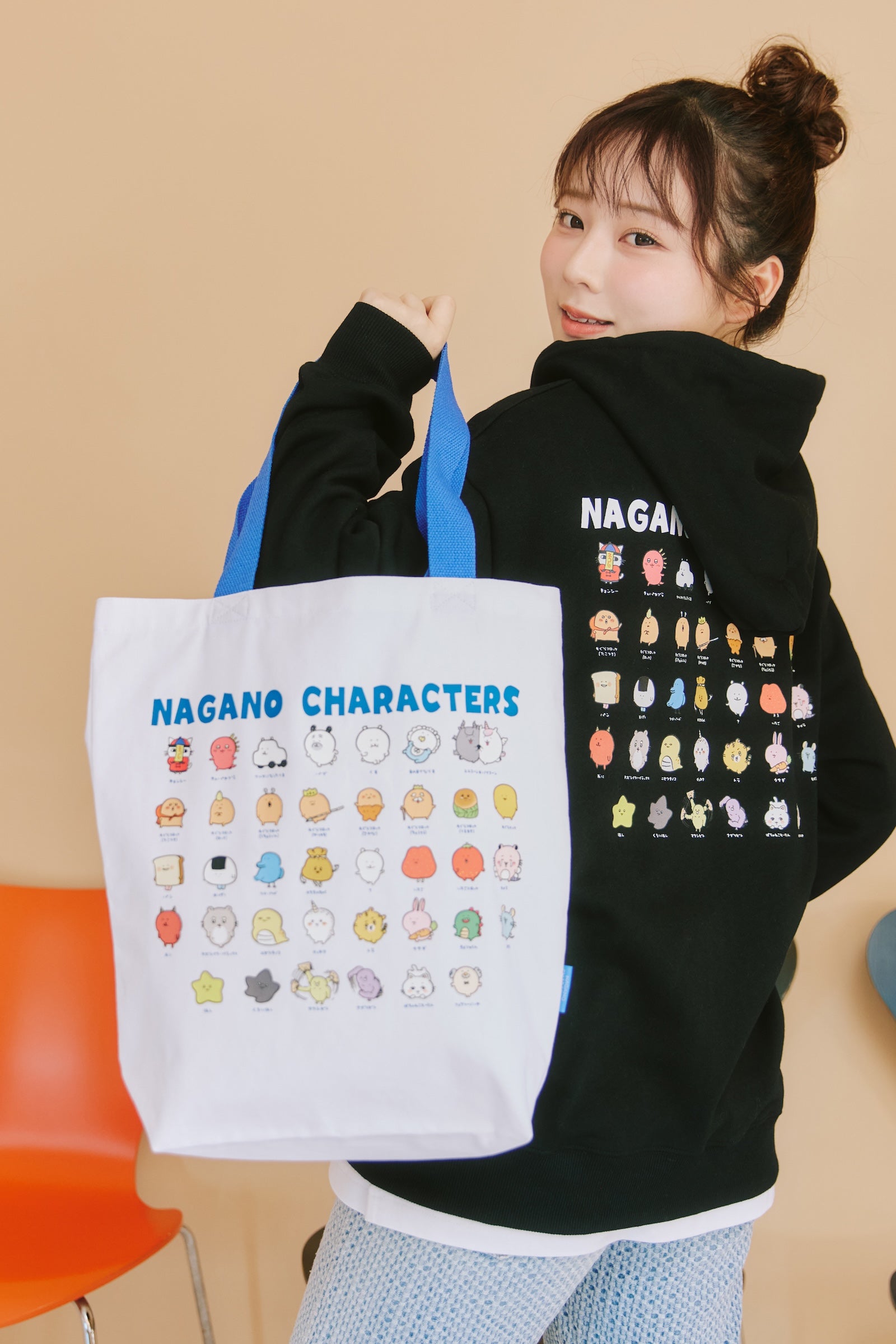 ナガノキャラクターズ トートバッグ 集合 ホワイト ONE