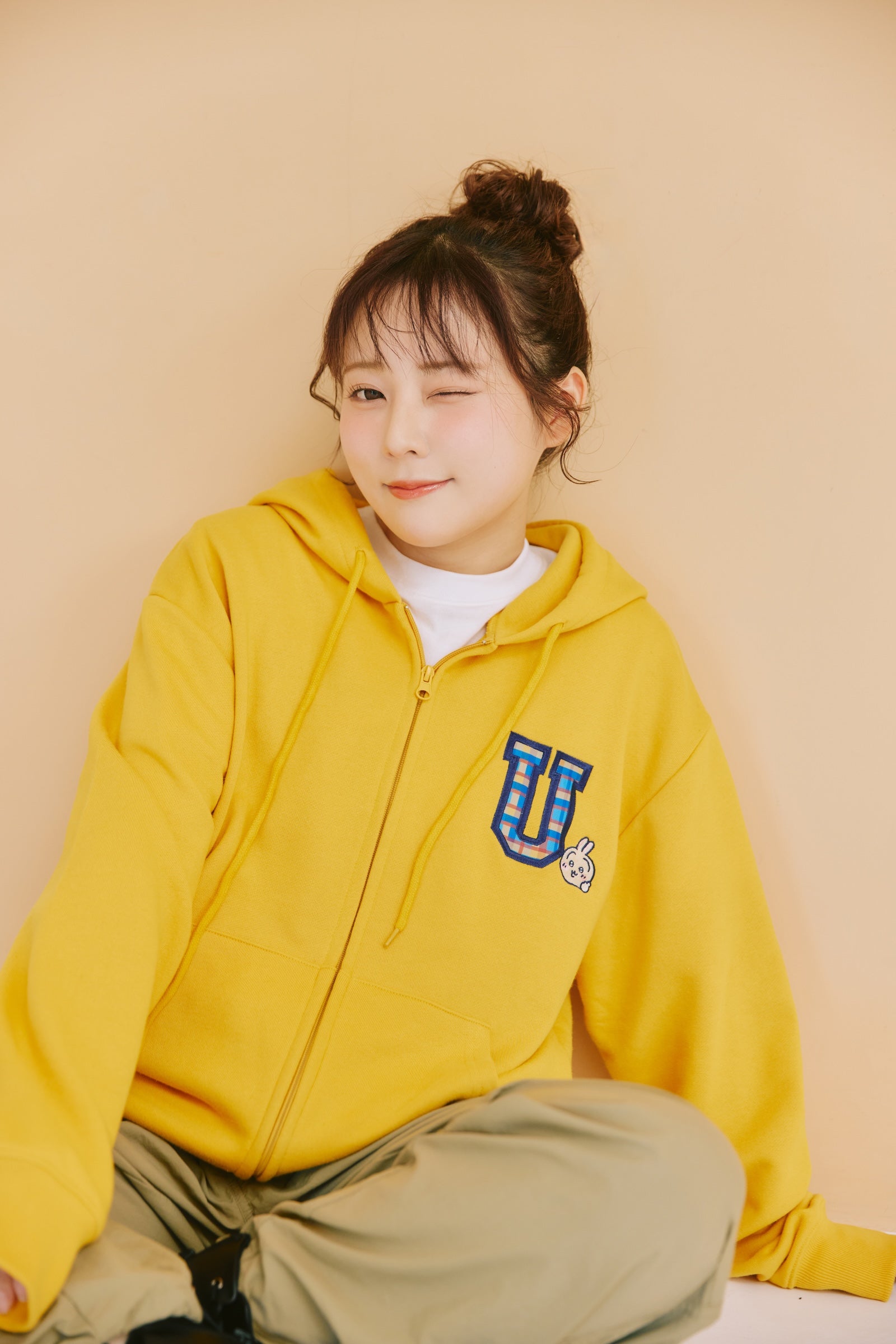 追加生産予約】ちいかわ ZIPパーカー GO MY WAY イエロー