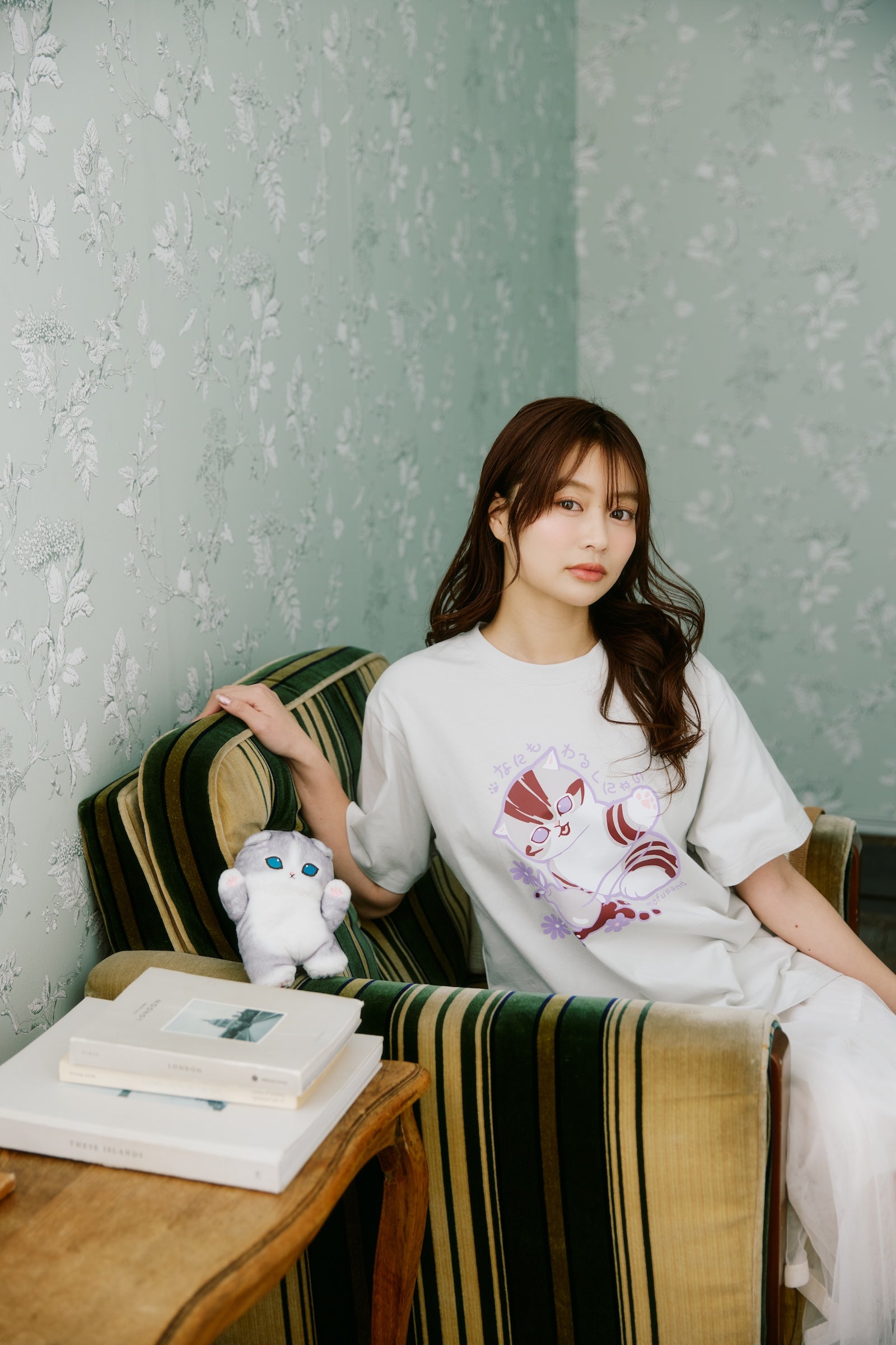 mofusand Tシャツ なにもわるくにゃい 花瓶だいすきにゃん グレー