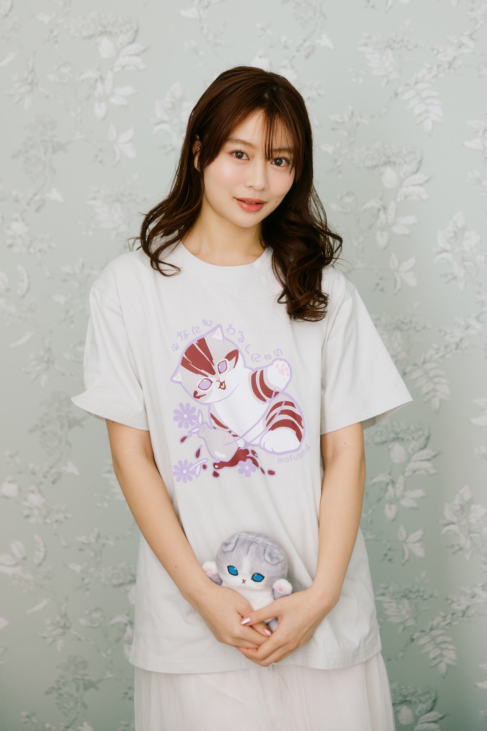 mofusand Tシャツ なにもわるくにゃい 花瓶だいすきにゃん グレー