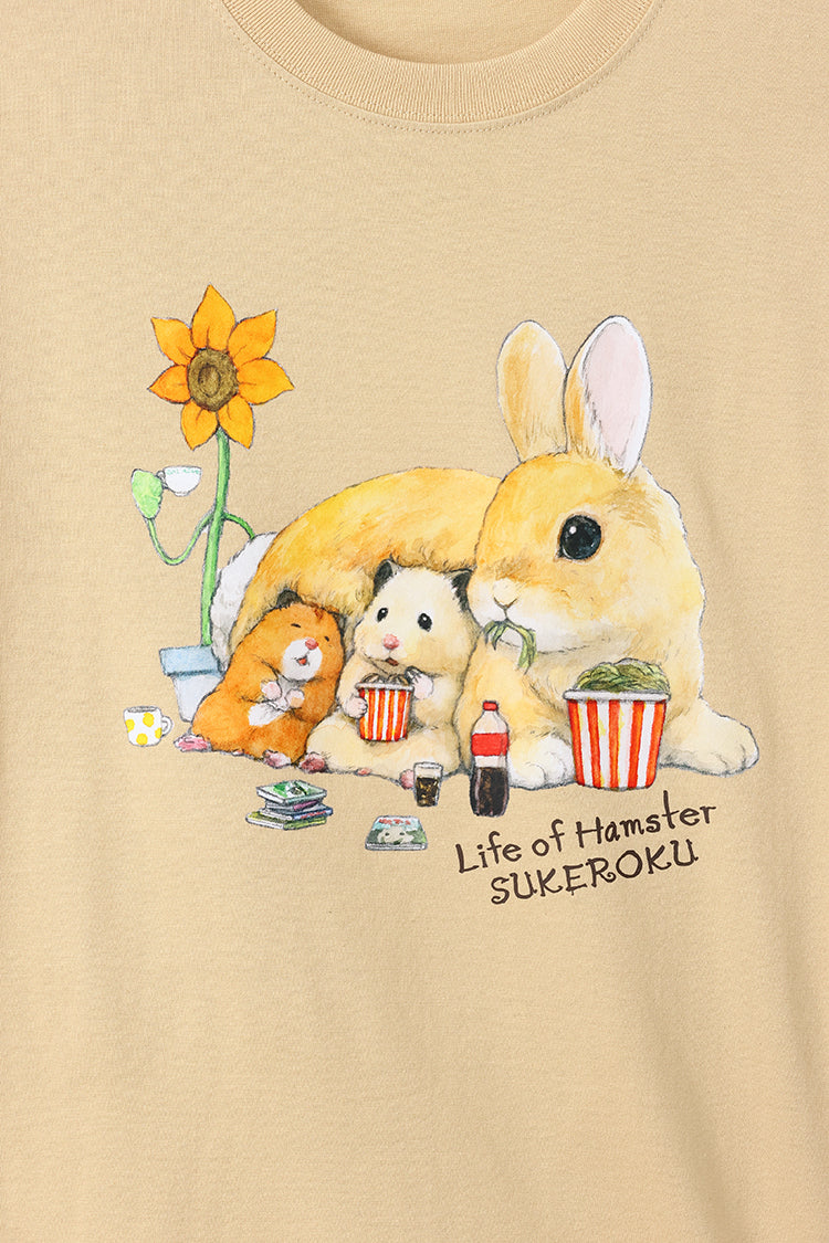 助六の日常 Tシャツ うさぎ ライトベージュ