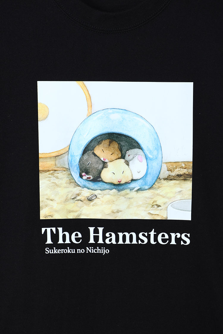助六の日常 Tシャツ ハムスター達 ブラック