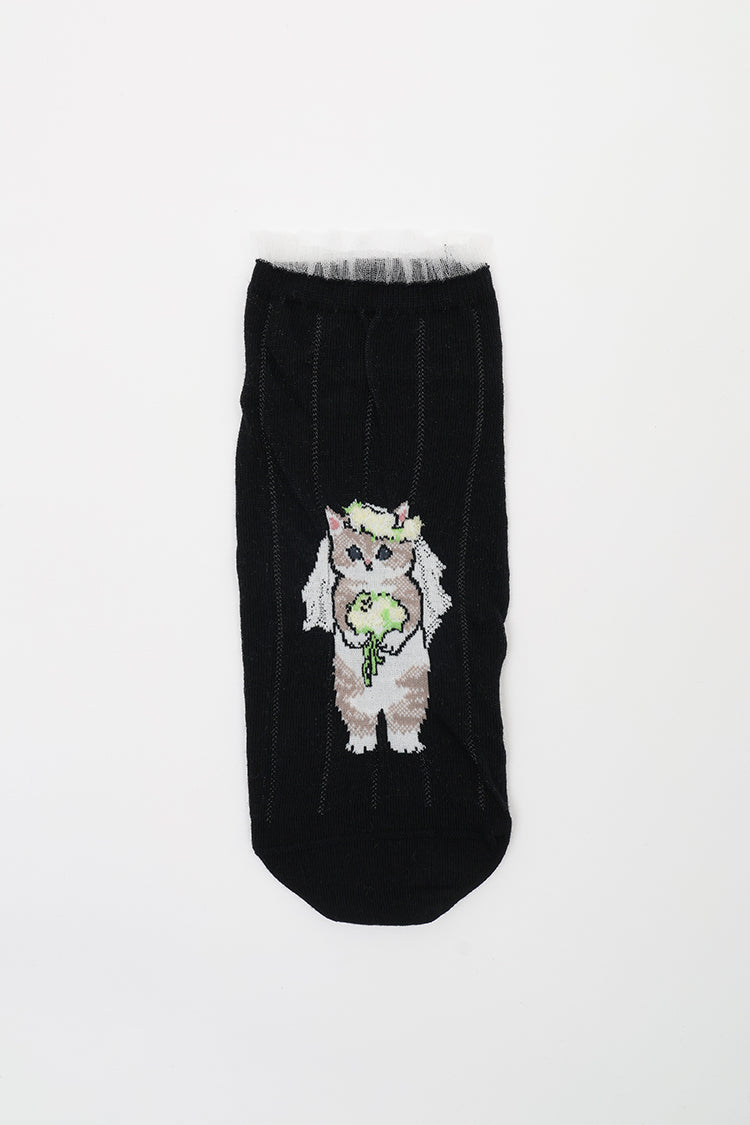 mofusand スニーカーソックス ウエディング ブラック 23~25cm