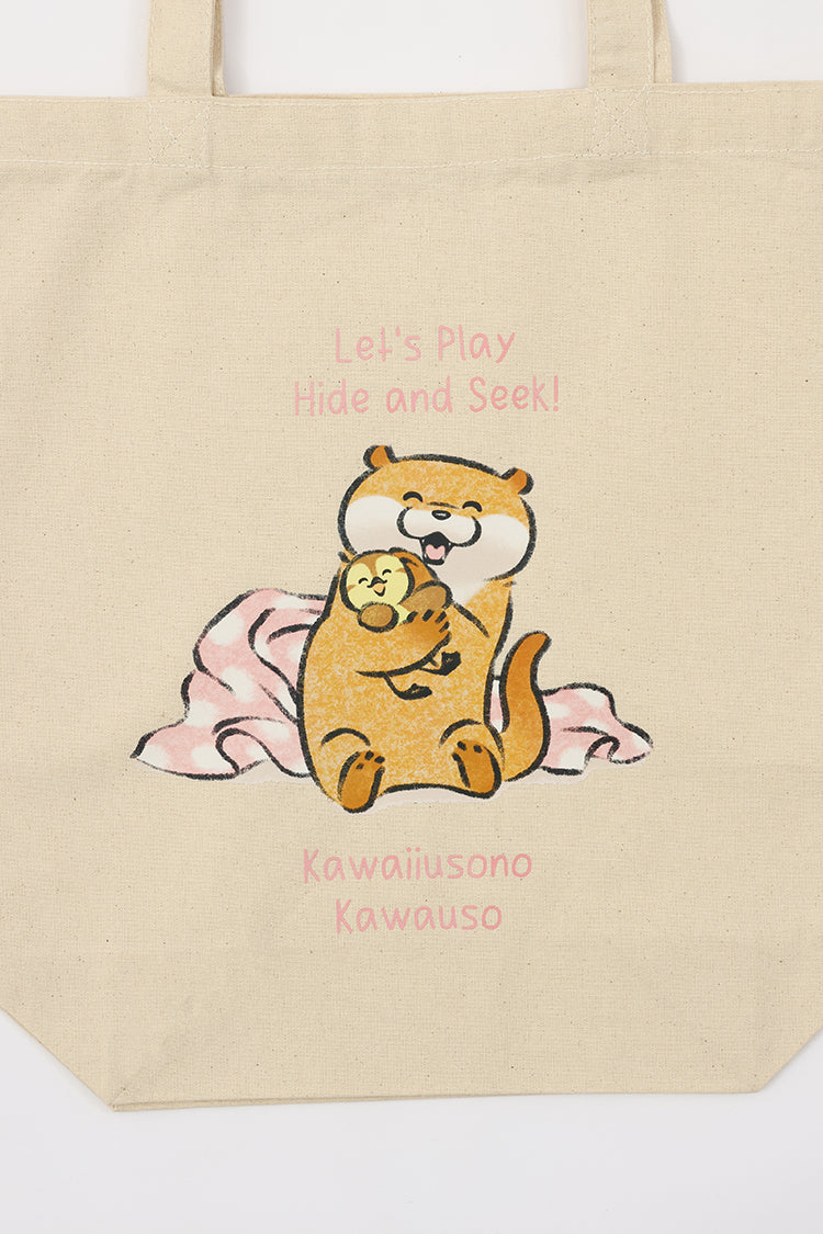 可愛い嘘のカワウソ トートバッグ かくれんぼ ナチュラル