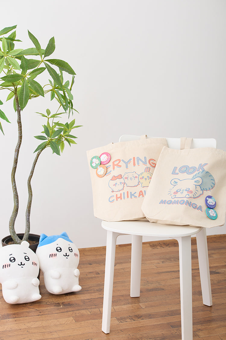ちいかわ トートバッグ レトロ印刷風 CRYING ナチュラル