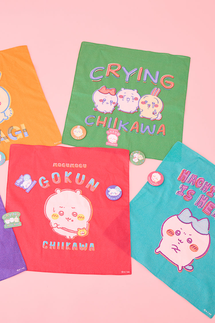 ちいかわ バンダナ レトロ印刷風 CRYING グリーン