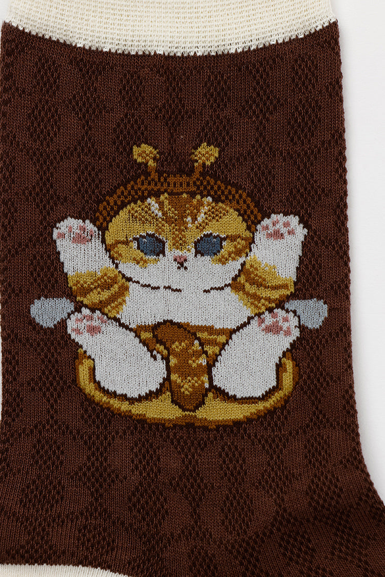 mofusand クルーソックス はちにゃん ブラウン 23~25cm
