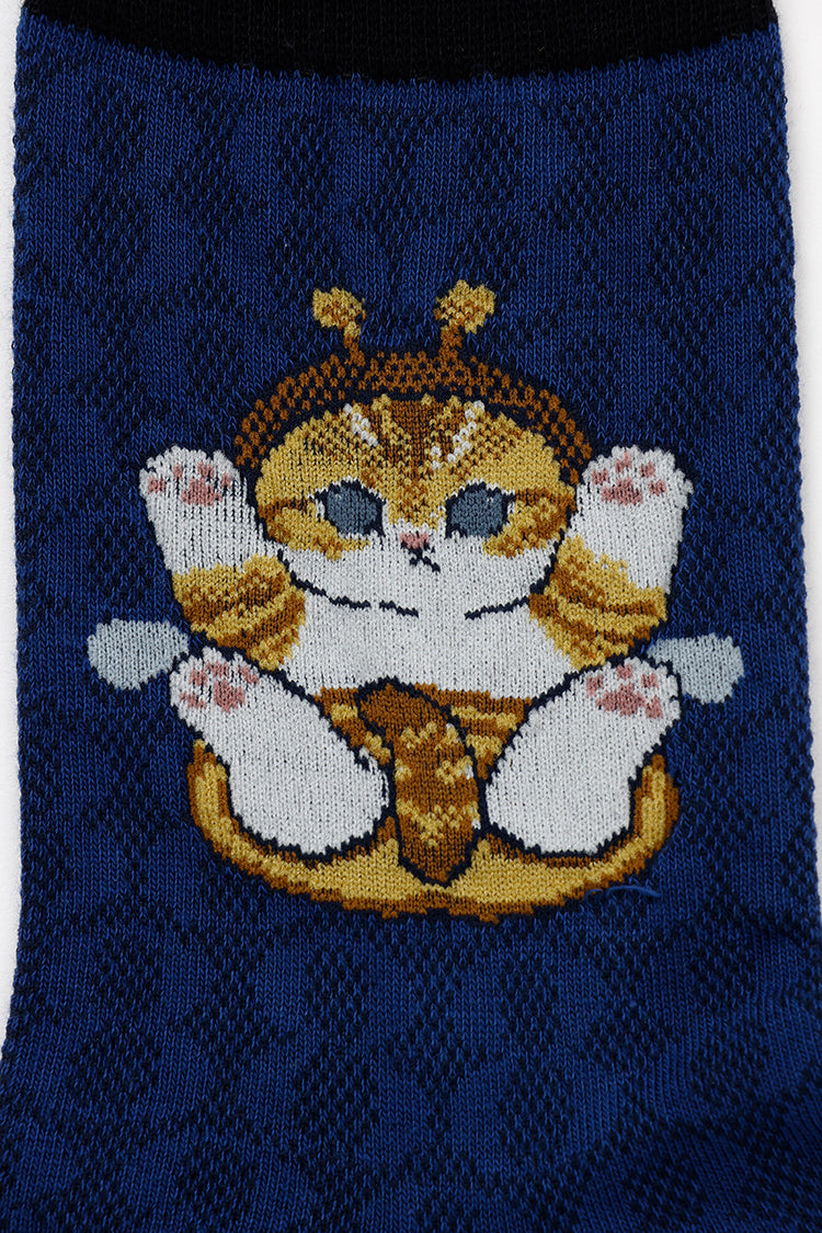mofusand クルーソックス はちにゃん ネイビー 23~25cm