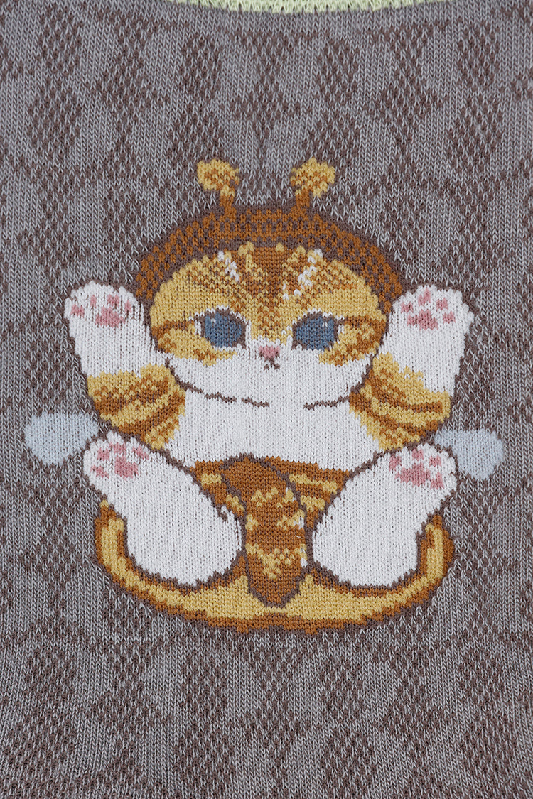 mofusand クルーソックス はちにゃん ダークグレー 23~25cm