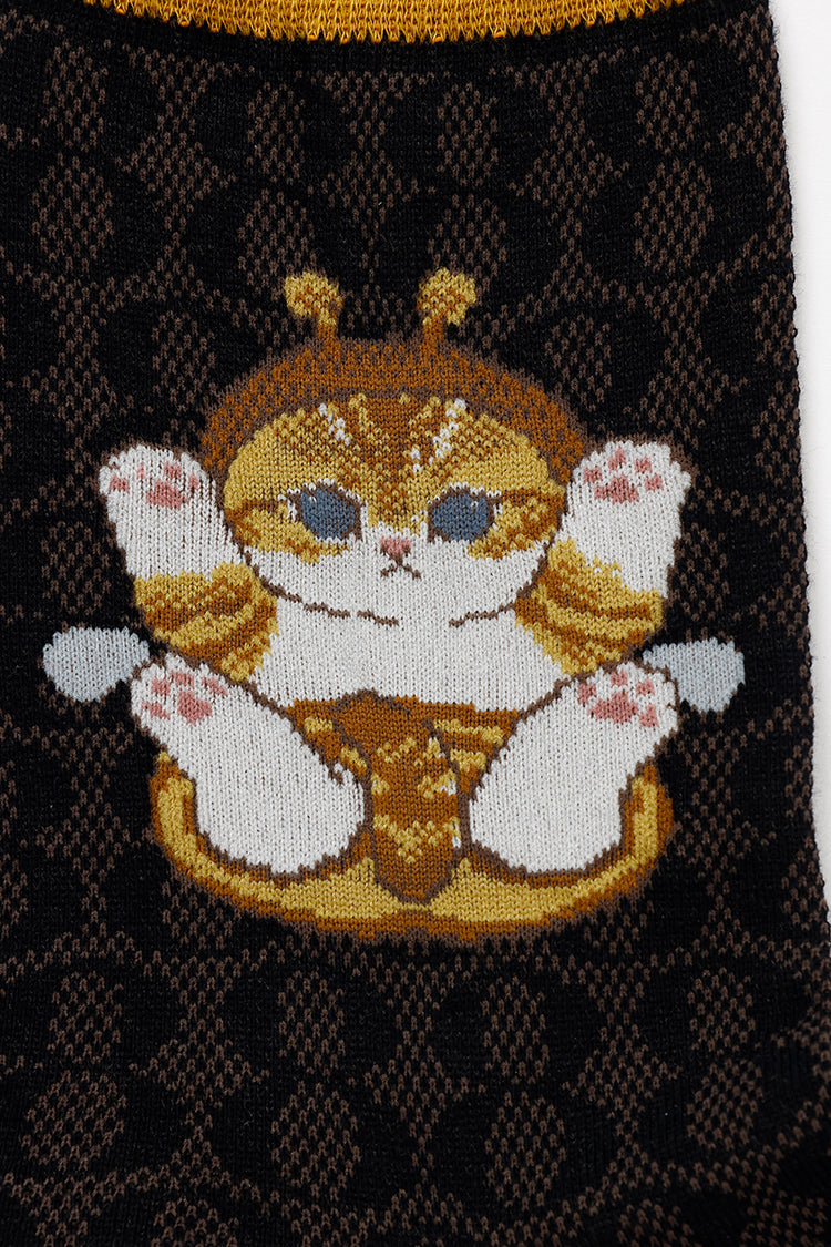 【Black Friday対象商品】mofusand クルーソックス はちにゃん ブラック 23~25cm