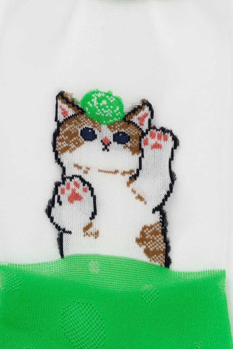 【Black Friday対象商品】mofusand クルーソックス クリームソーダ エメラルド 23~25cm